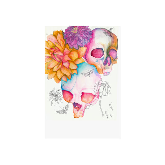 Floral Skull Giclée Art Print — Vibrant Watercolor Dia de los Muertos Wall Art