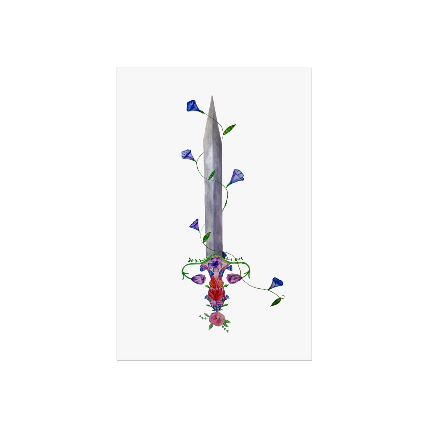 Sword & Vines Giclée Art Print — Floral Dagger Wall Art