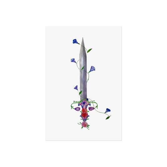 Sword & Vines Giclée Art Print — Floral Dagger Wall Art
