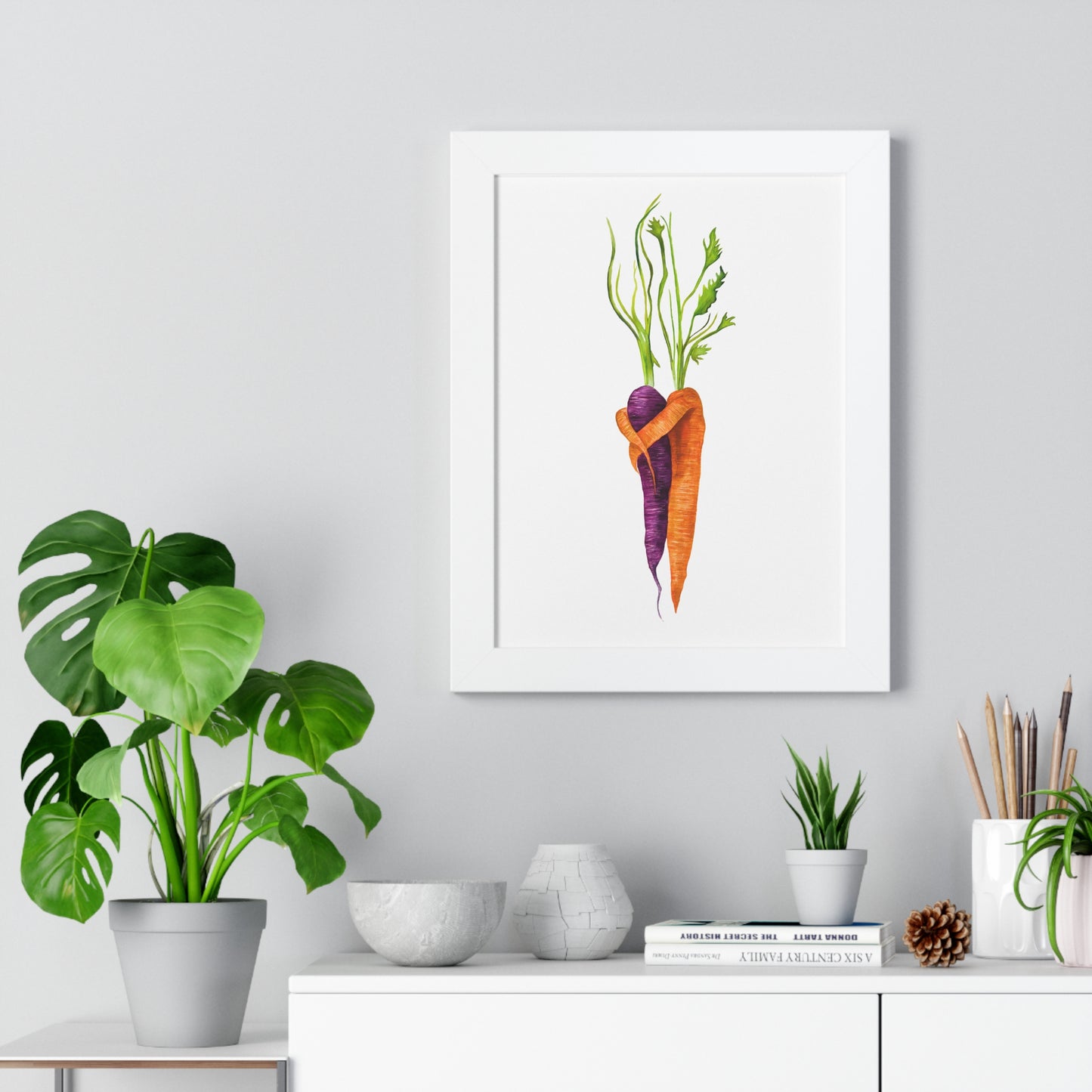 Watercolor Carrot Pair Botanical Art Print — Kitchen & Farmhouse Wall Decor