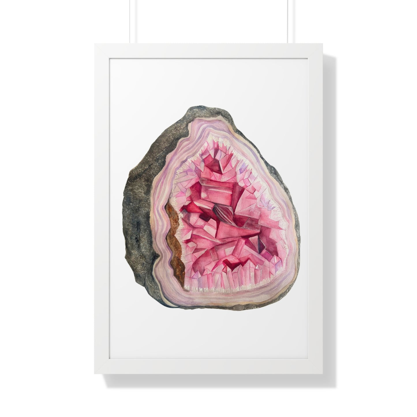 Pink Geode Art Print — Framed Print