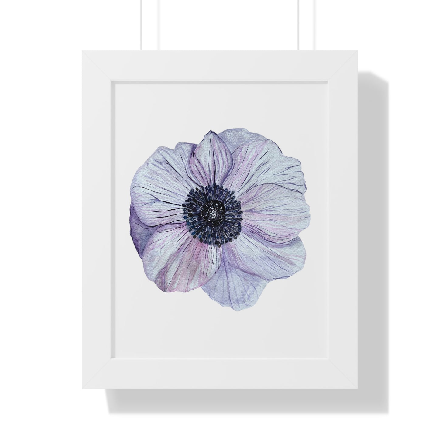 Framed Floral  Print — White Lavender Anemone Wall Art