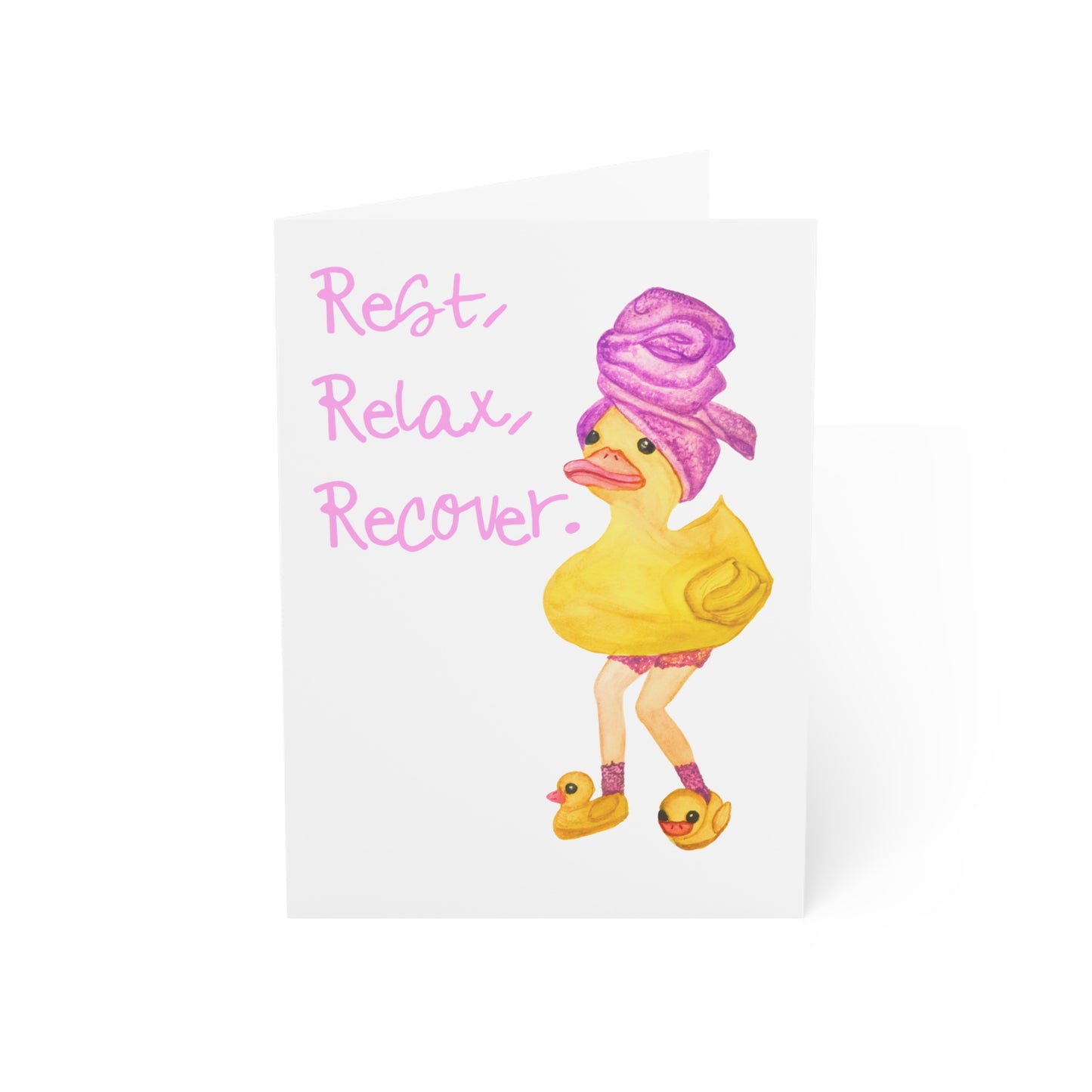 Rest Relax Recover rubber duck spa illustration Greeting Card | Get Well Card