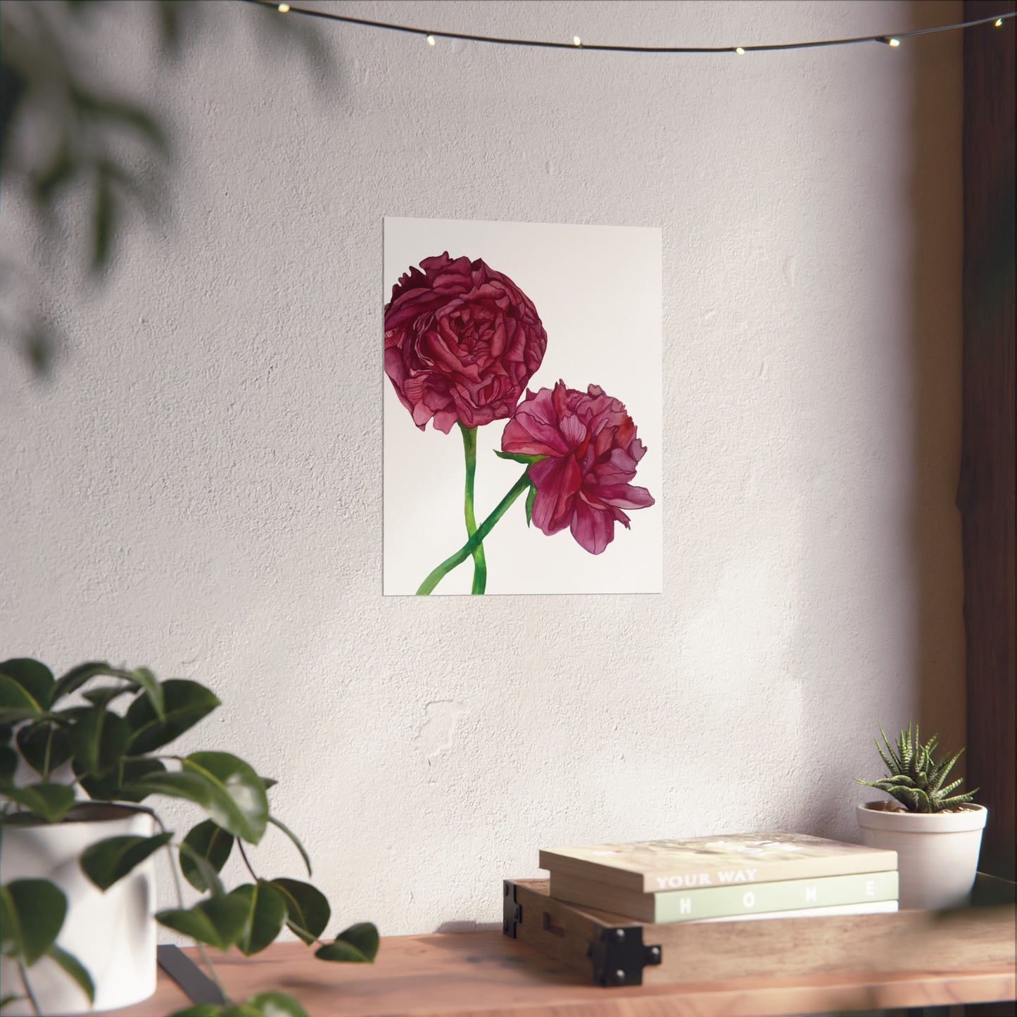 Peony Watercolor Giclée Art Print — Botanical Wall Art, Pink Floral Illustration