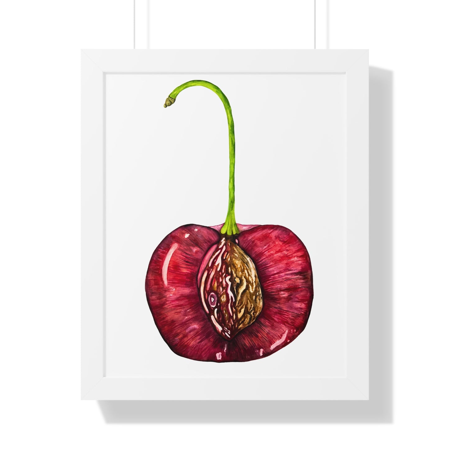 Cherry Pit Watercolor Framed Art Print