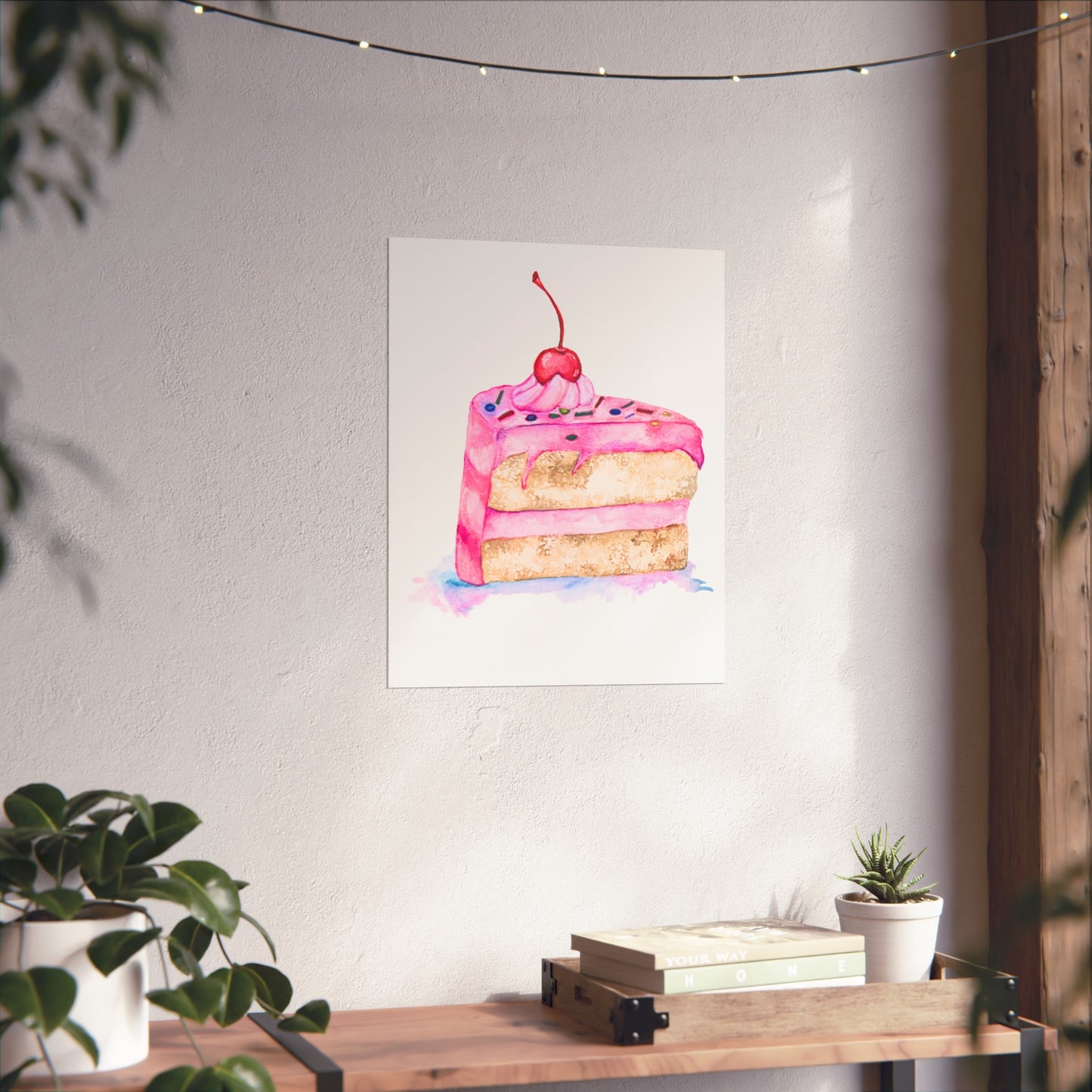 Pink Slice of Cake Giclée Art Print