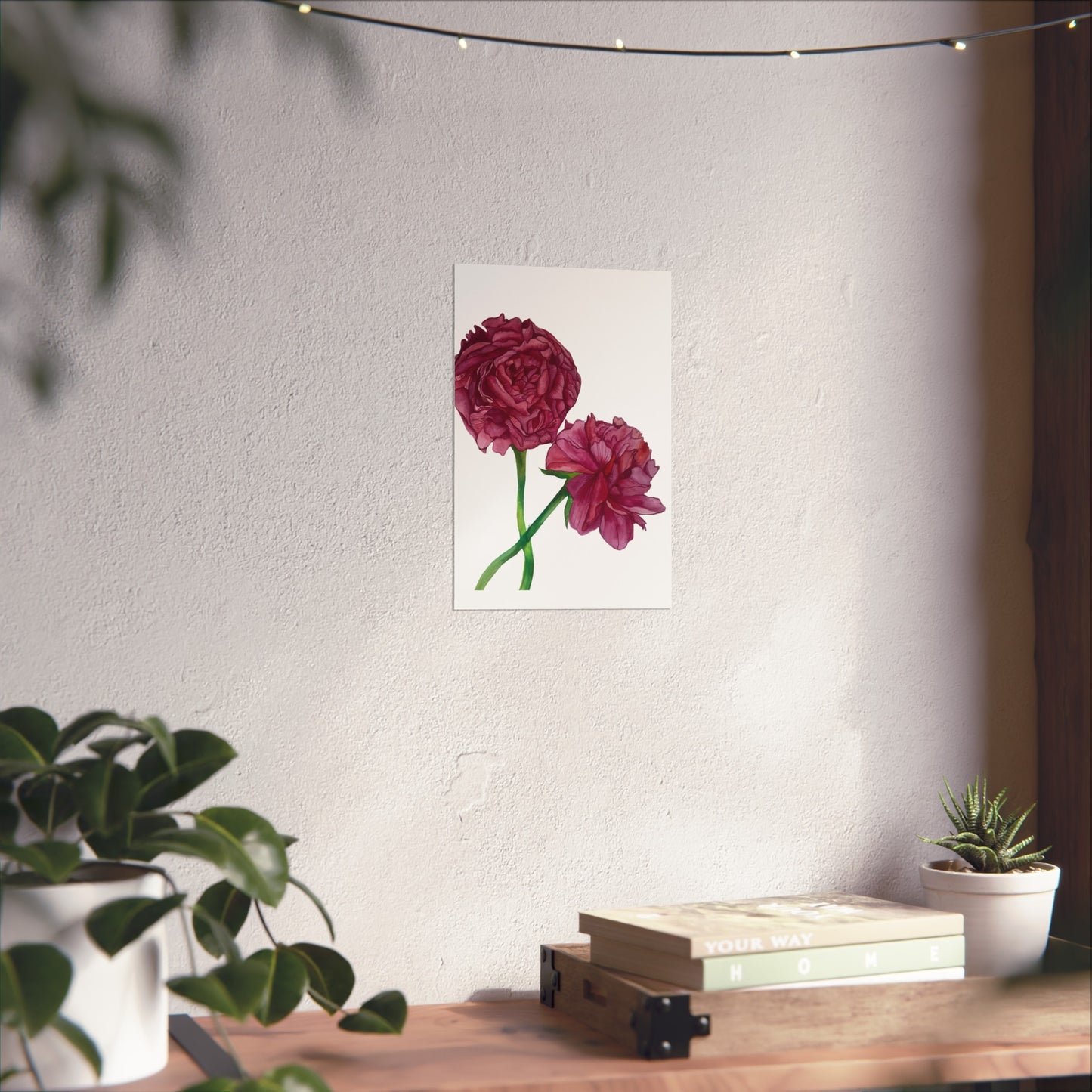 Peony Watercolor Giclée Art Print — Botanical Wall Art, Pink Floral Illustration