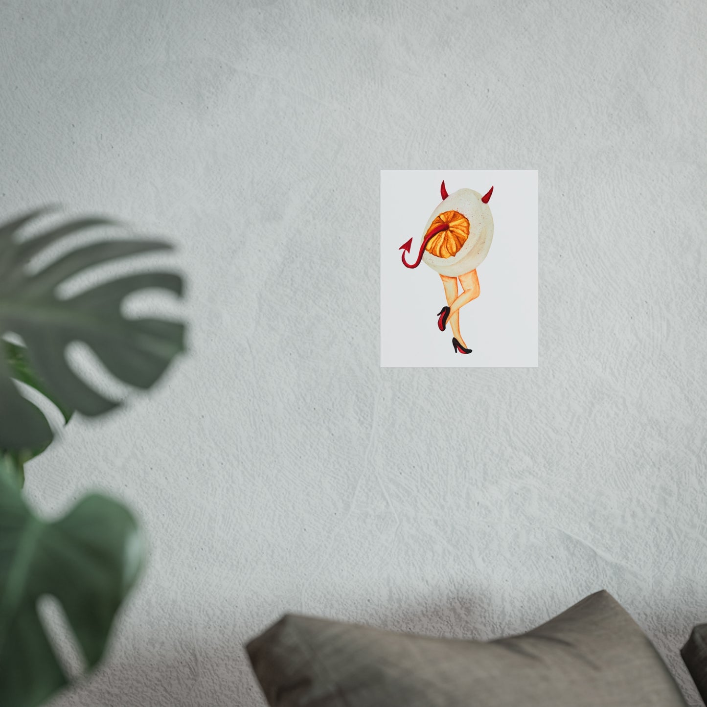 Fine Art Poster Playful Devil Egg Illustration (Surreal Pin-Up Art)