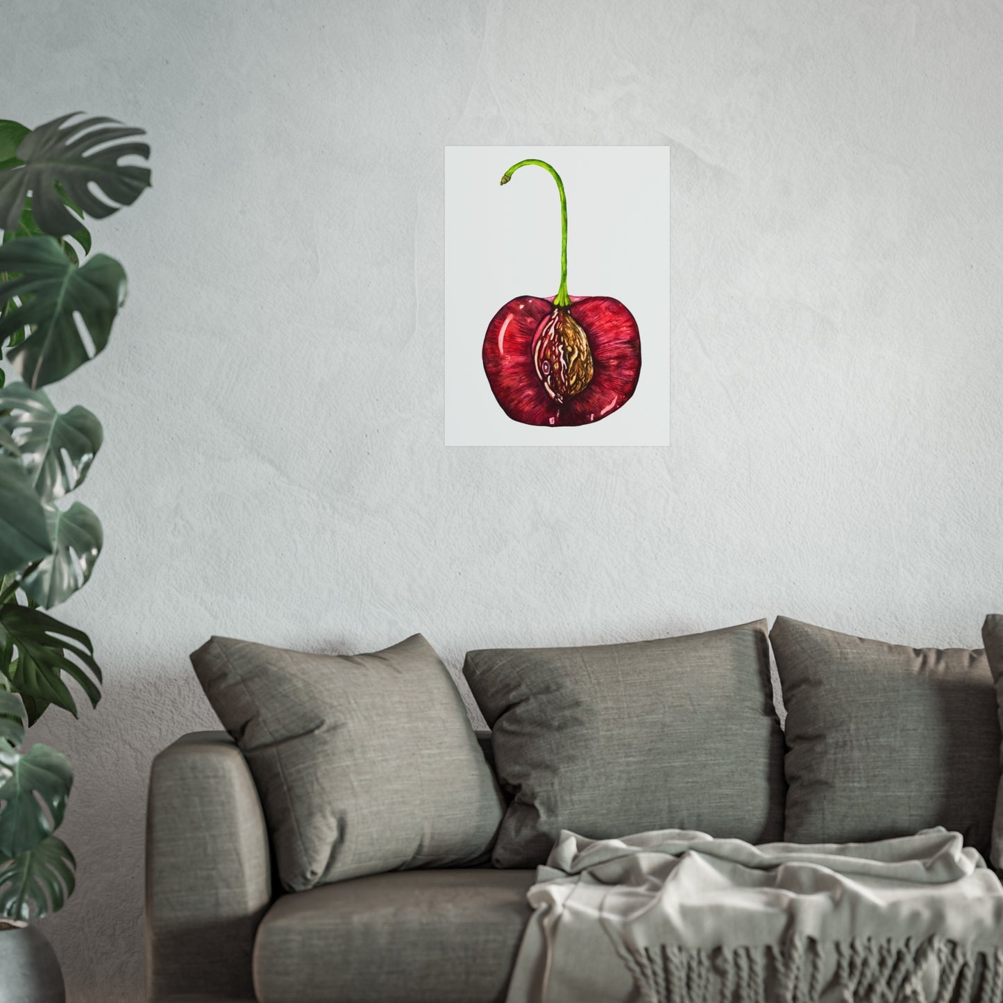 Giclée Art Print — Botanical Cherry Pit Watercolor Print