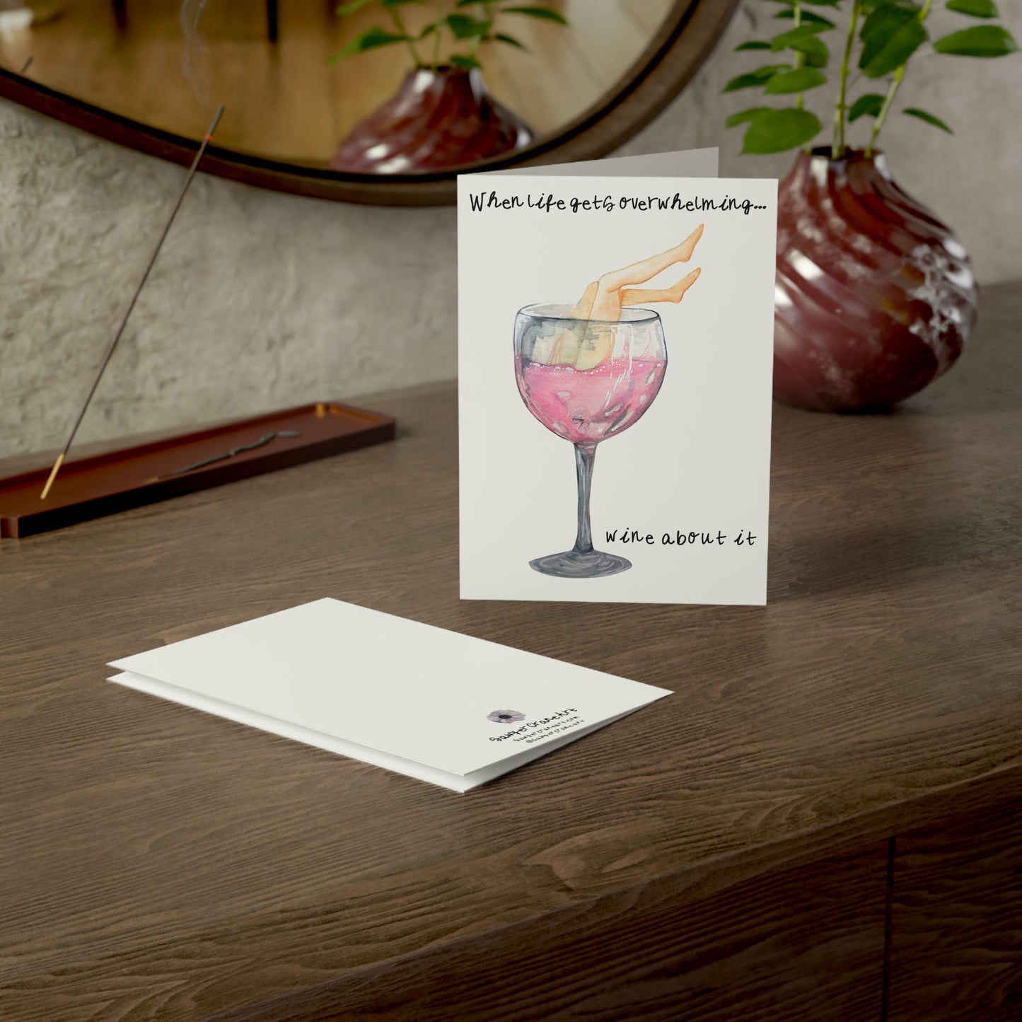 Funny Feminist Wine Glass Greeting Cards — Cheeky 'Wine Glass Legs' Card Pack (1/10/30/50)