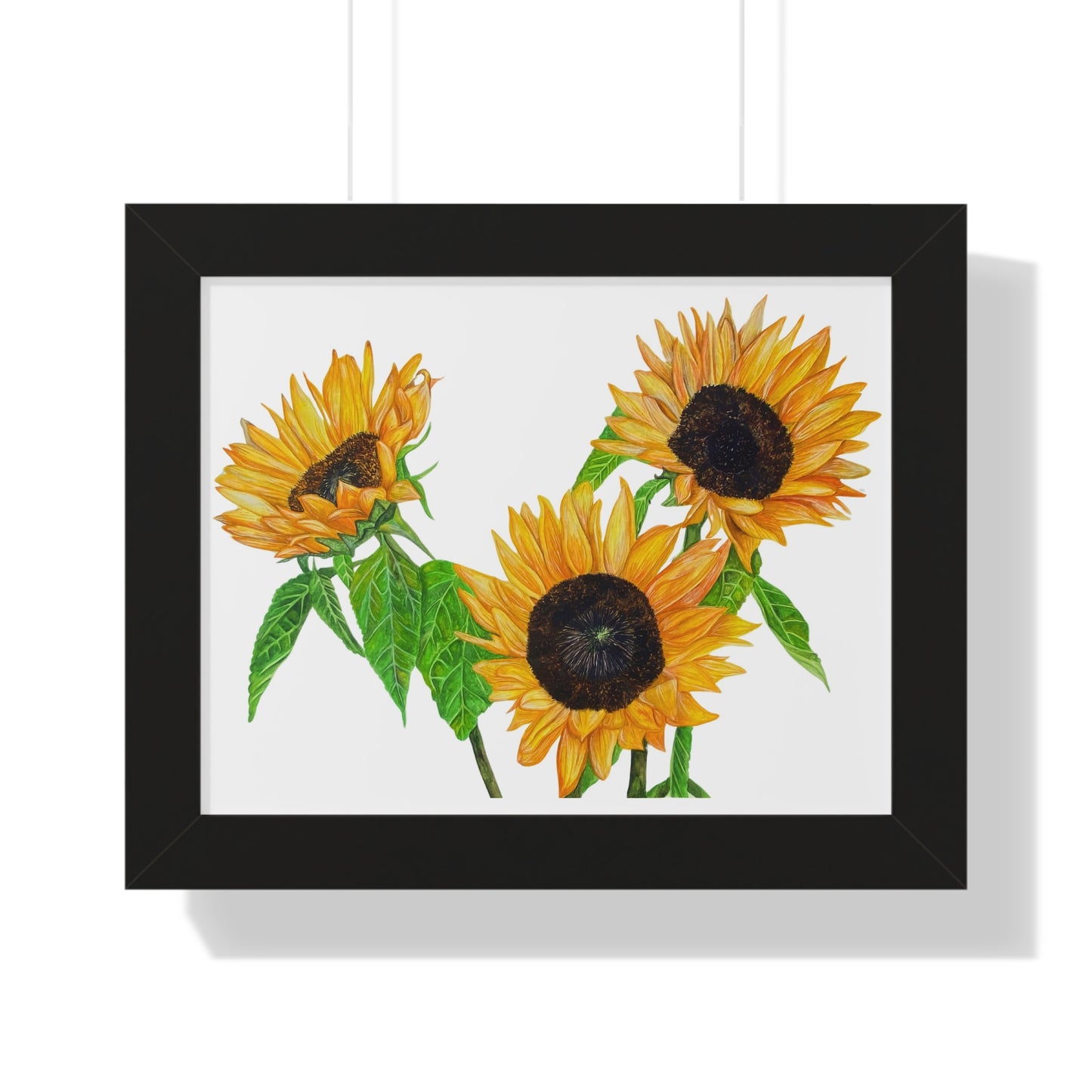 Sunflower Watercolor Framed Print — Bright Botanical Wall Art