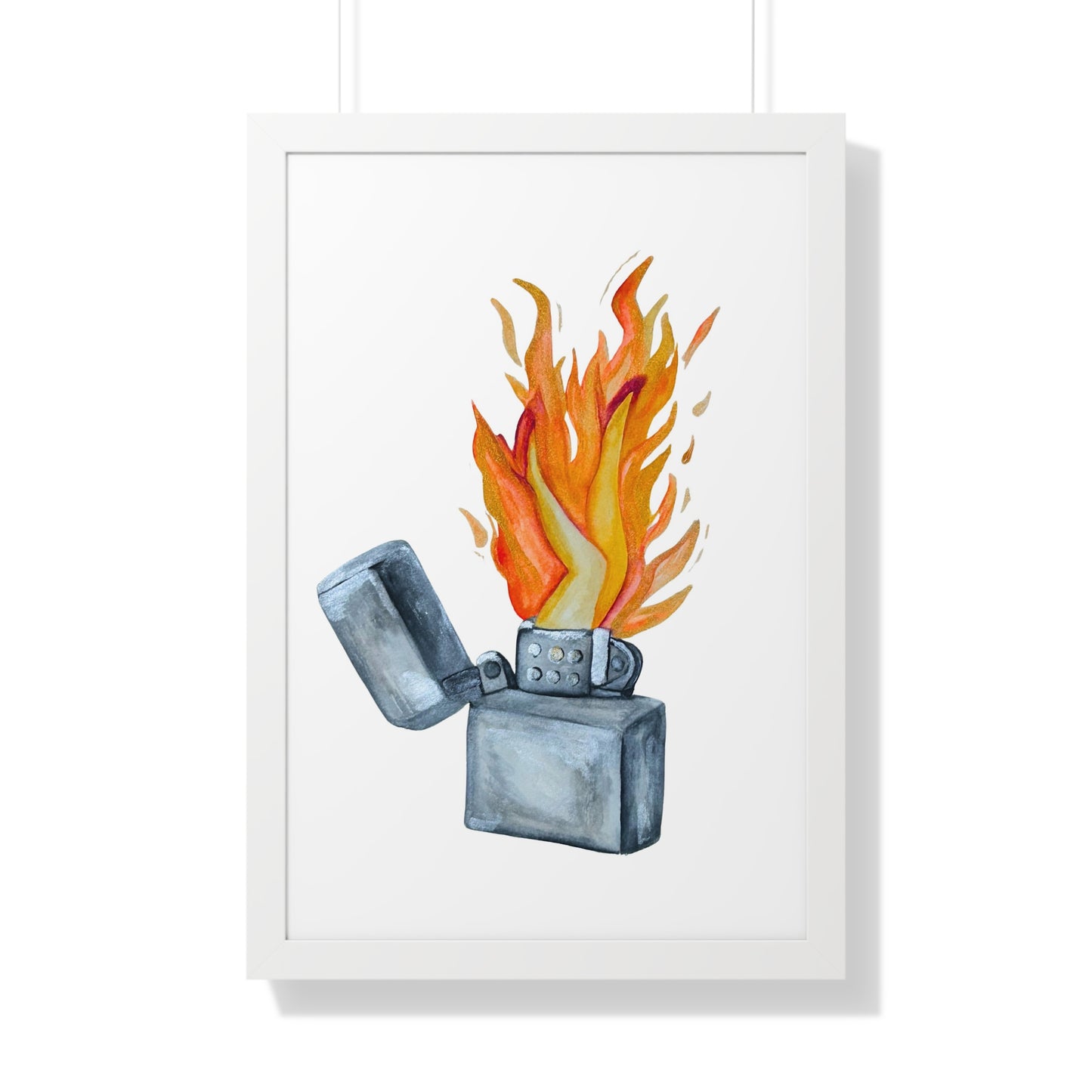 Flaming Lighter with Legs — Watercolor Fire Art Print