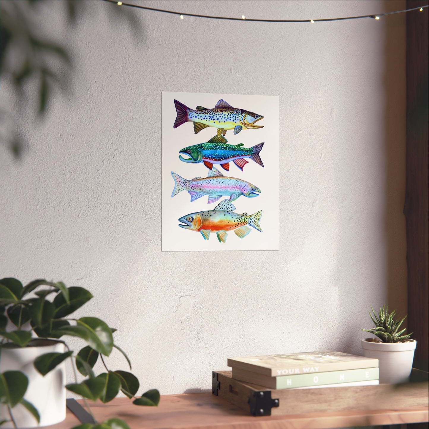 Giclée Art Print - Colorful Trout Illustration (Watercolor Fish Wall Art)