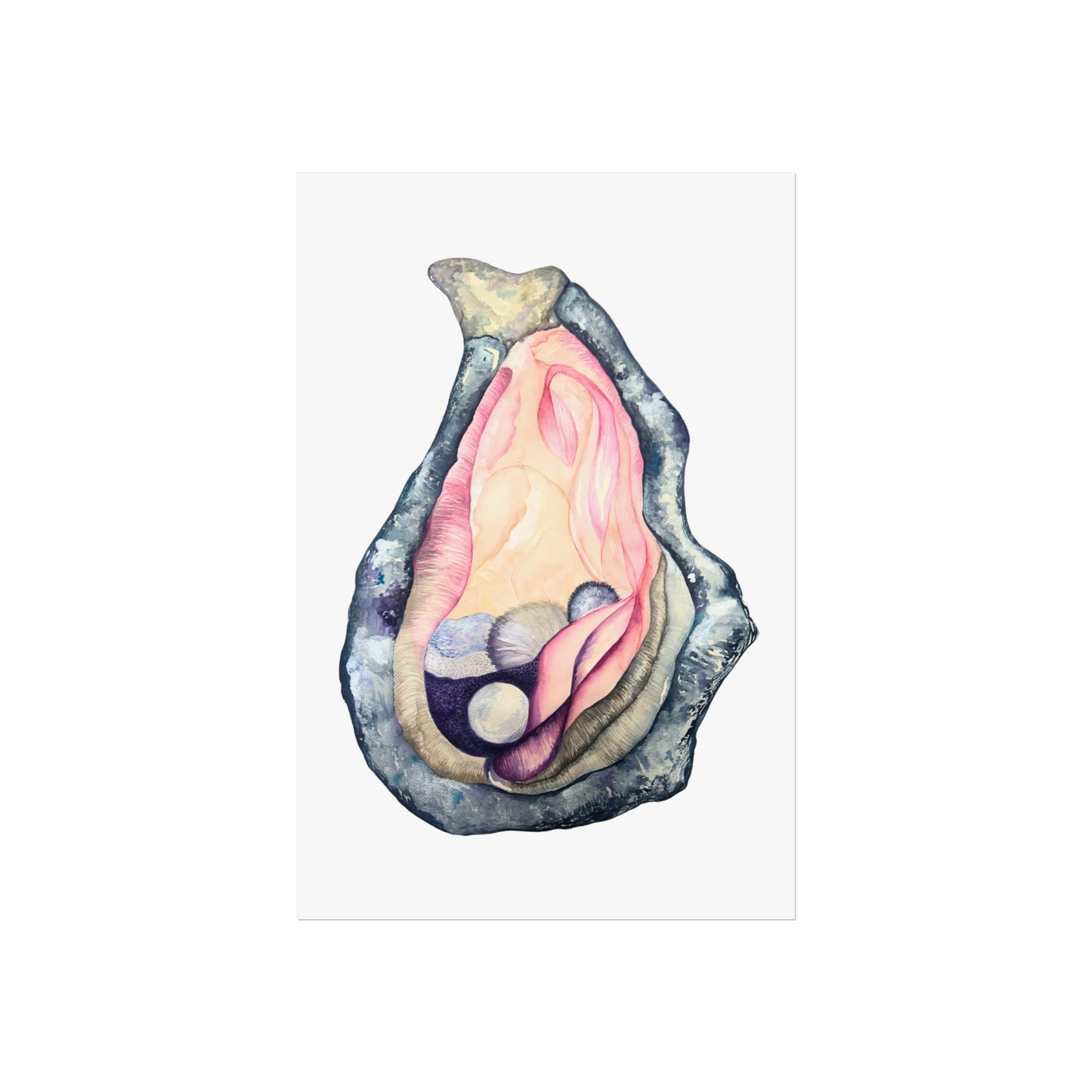 Oyster Shell Giclée Art Print — Watercolor Pearl Illustration