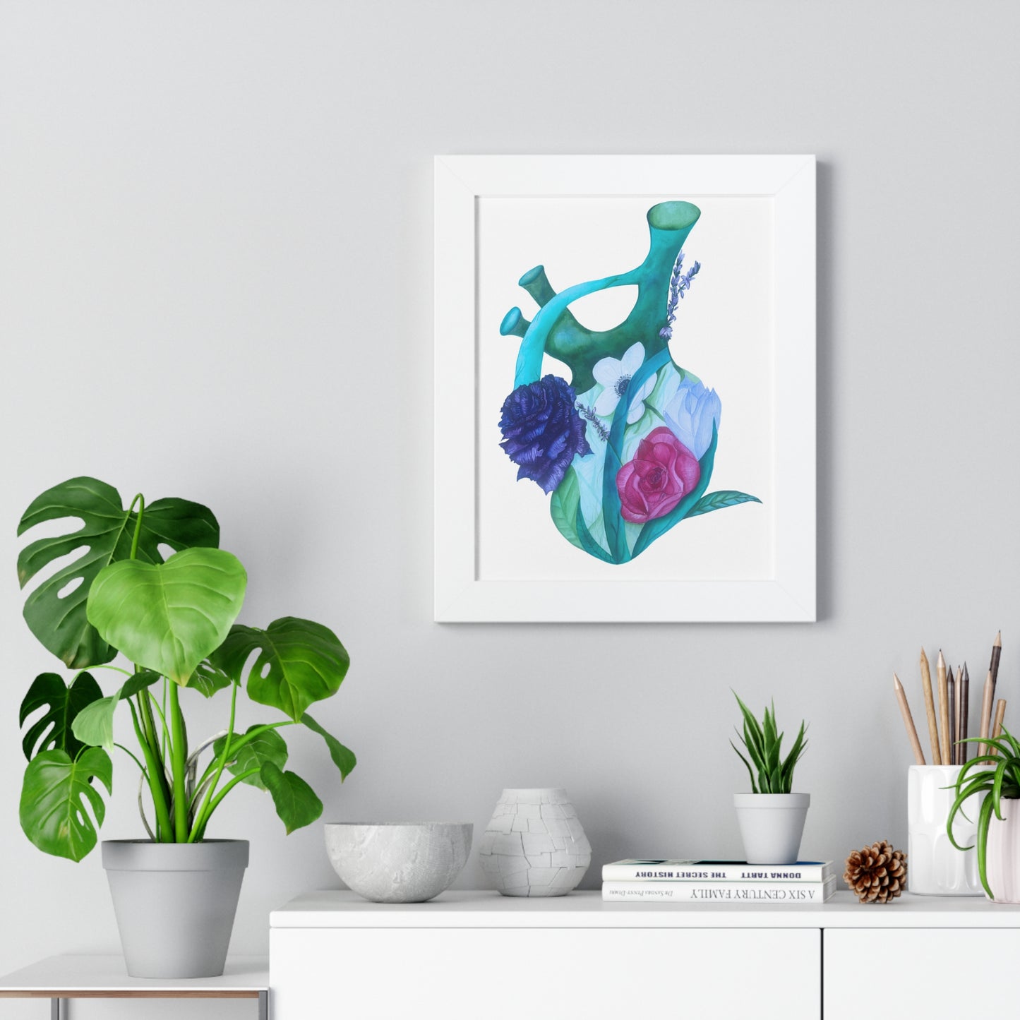 Framed Print — Floral Anatomical Heart Print