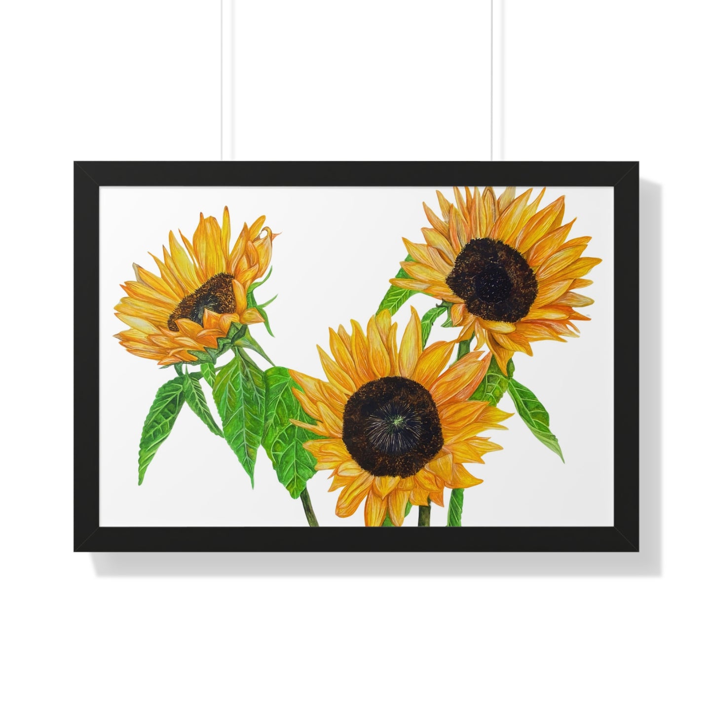 Sunflower Watercolor Framed Print — Bright Botanical Wall Art