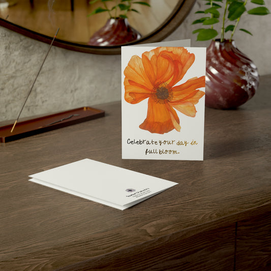 Poppy Wildflower Greeting Card Handpainted "Celebrate" Bloom!