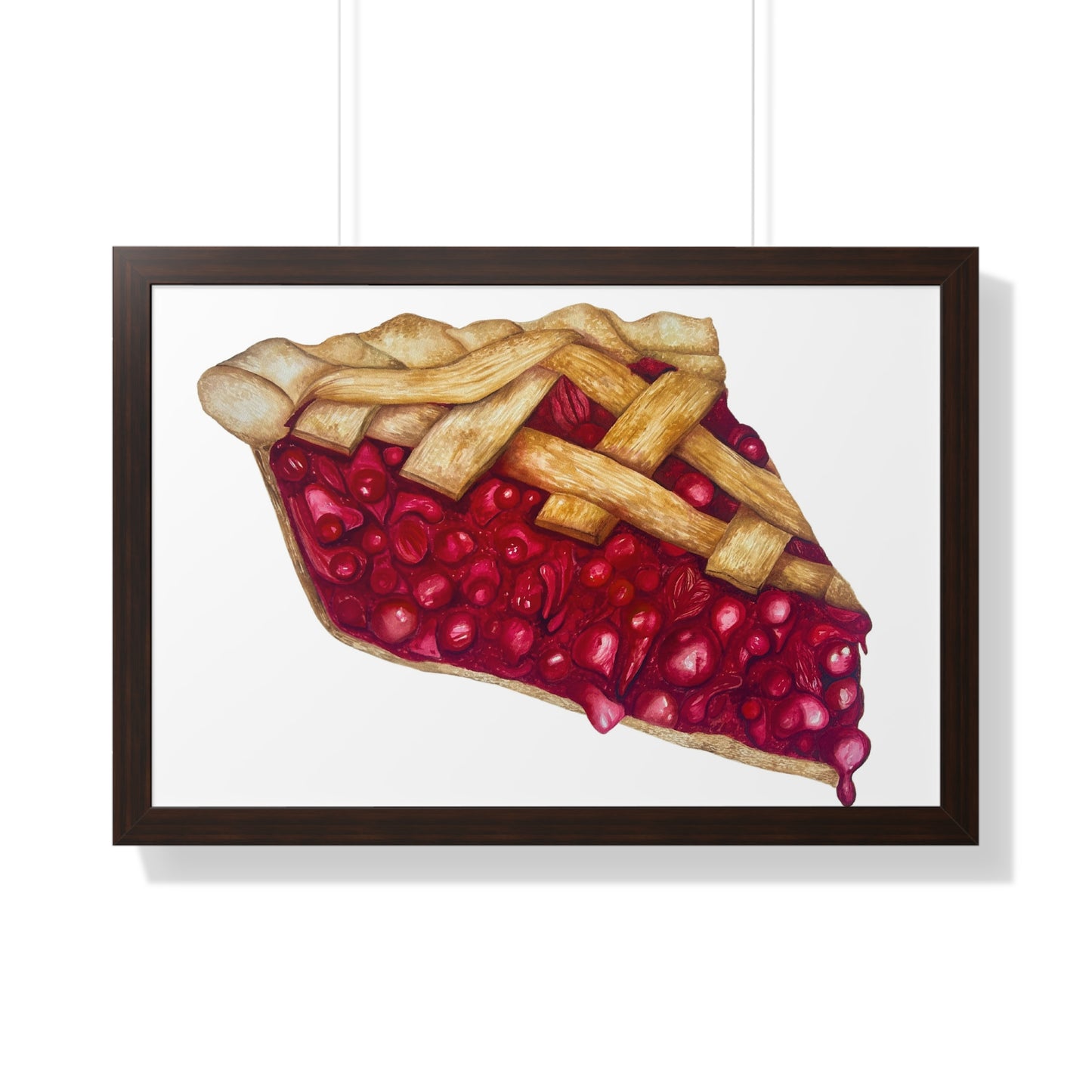 Cherry Pie Slice Framed Print — Watercolor Kitchen Wall Art