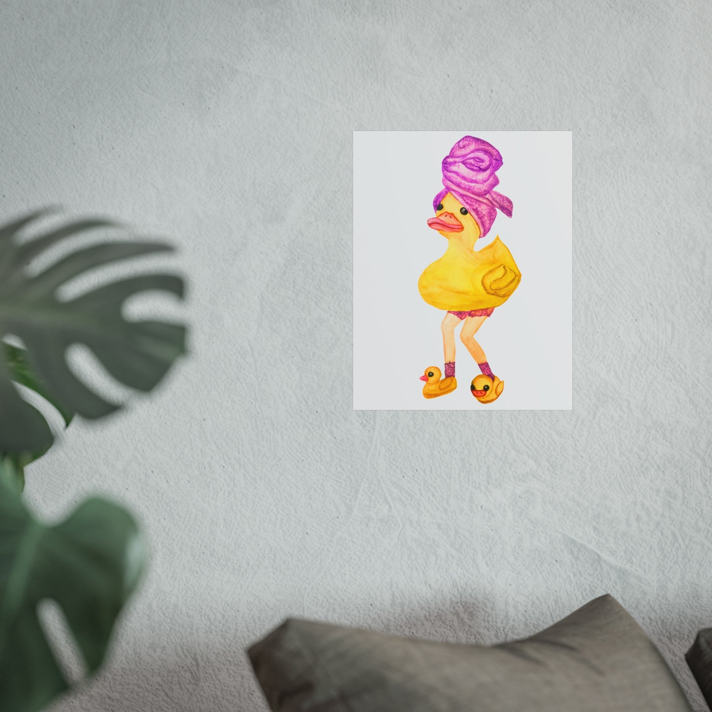 Rubber Duck Fashion Art Print — Whimsical Bathroom Duck Illustration