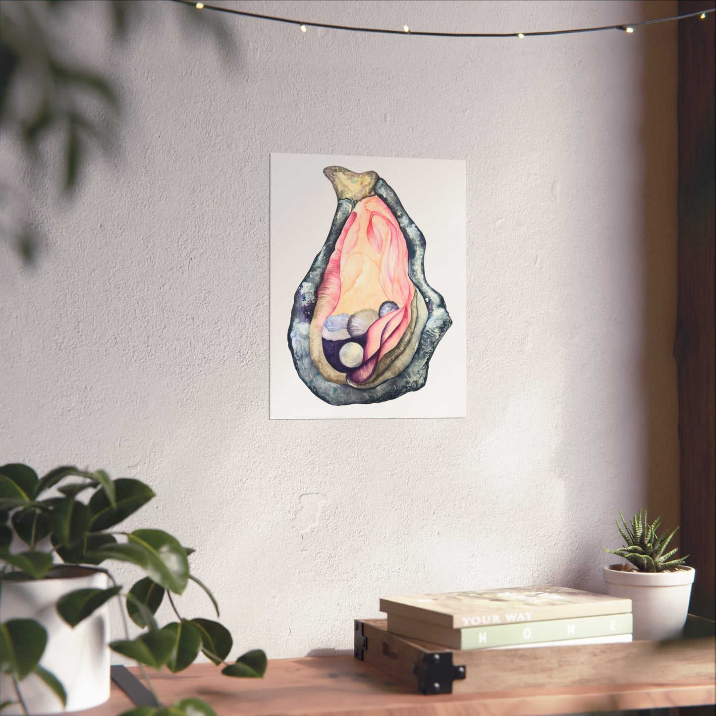 Oyster Shell Giclée Art Print — Watercolor Pearl Illustration