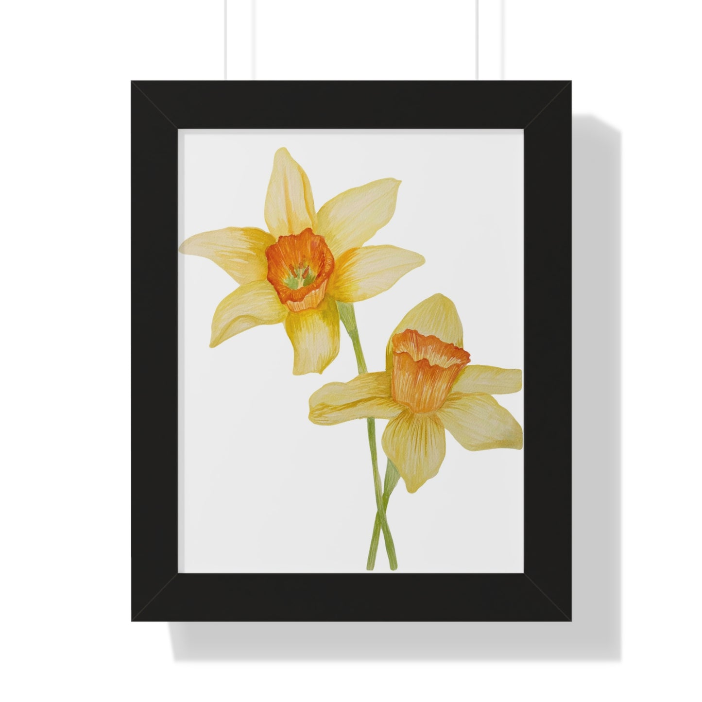Daffodil Botanical Framed Print — Yellow Watercolor Flower Wall Art
