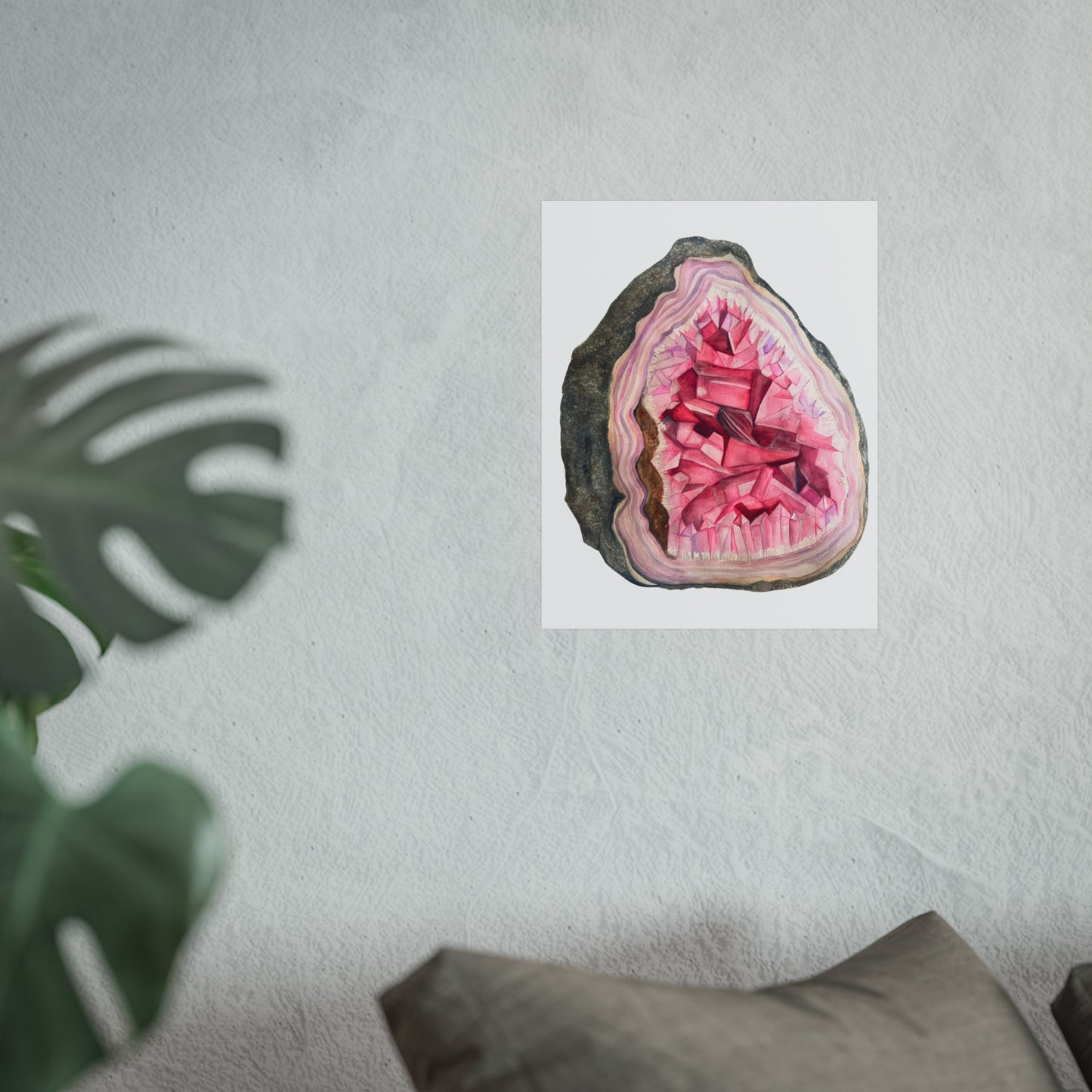 Pink Geode Giclée Art Print — Crystal Wall Art for Home Décor