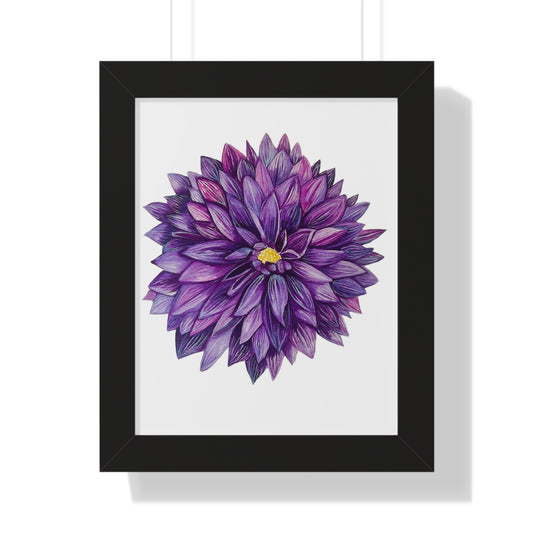 Framed Purple Dahlia Wall Art | Botanical Floral Print