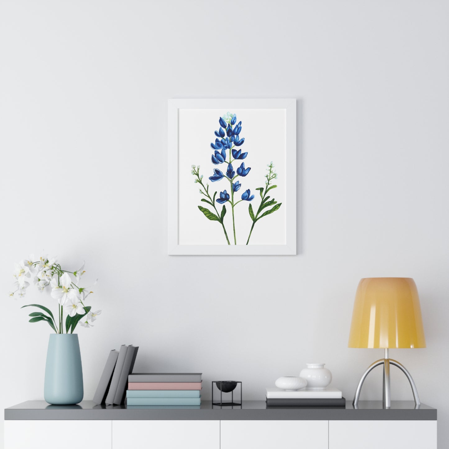 Framed Print — Bluebonnet Texas Watercolor Botanical Print