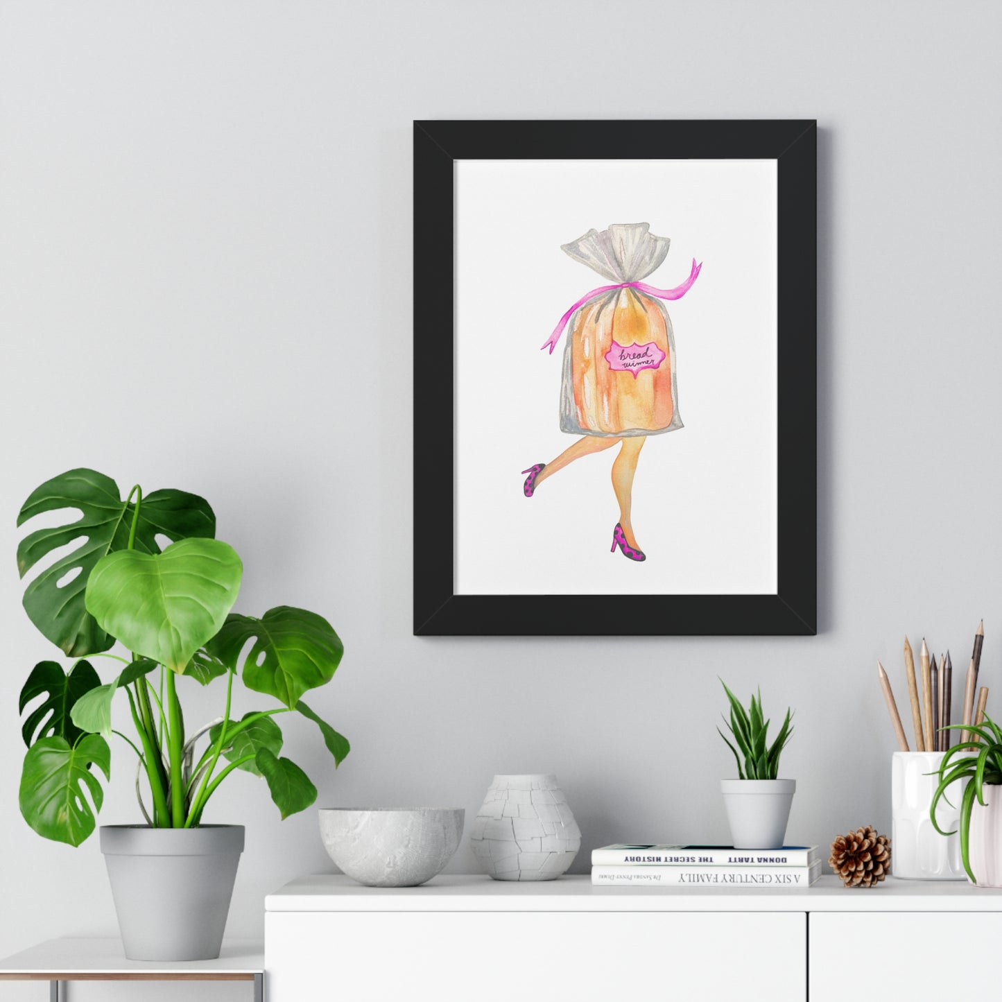 Framed Art Print — Whimsical 'Bread Winner' Art Print