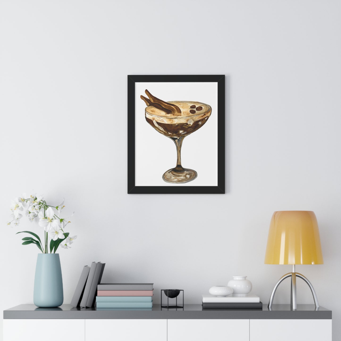 Espresso Martini with Legs Art Print — Framed