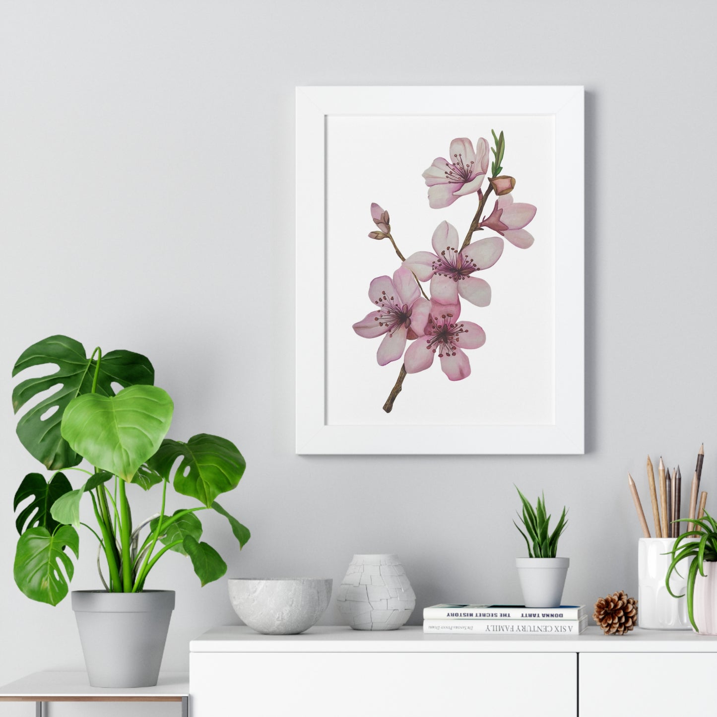 Framed Cherry Blossom Print — Pink Floral Wall Art Print