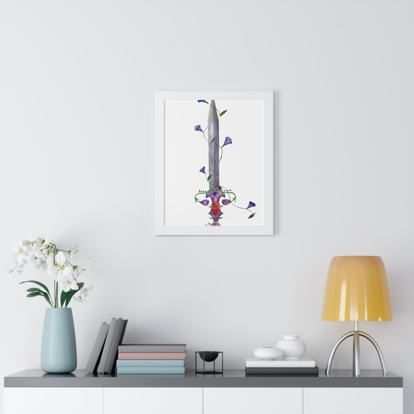 Floral Sword Art Print — Botanical Dagger Wall Art
