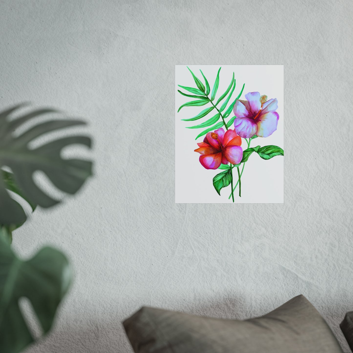 Tropical Hibiscus Giclée Art Print — Watercolor Floral Wall Art