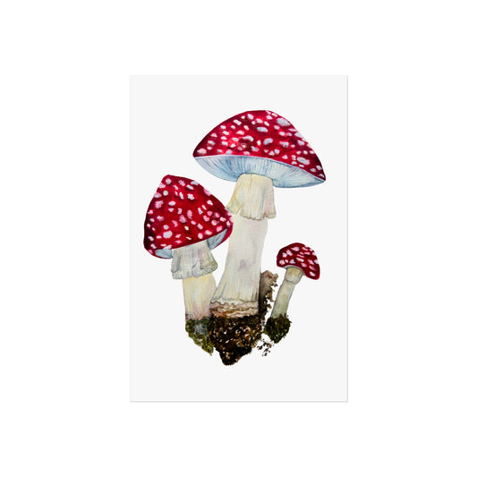 Red Fly Agaric Toadstoll Mushroom Giclée Art Print — Botanical Watercolor Wall Art