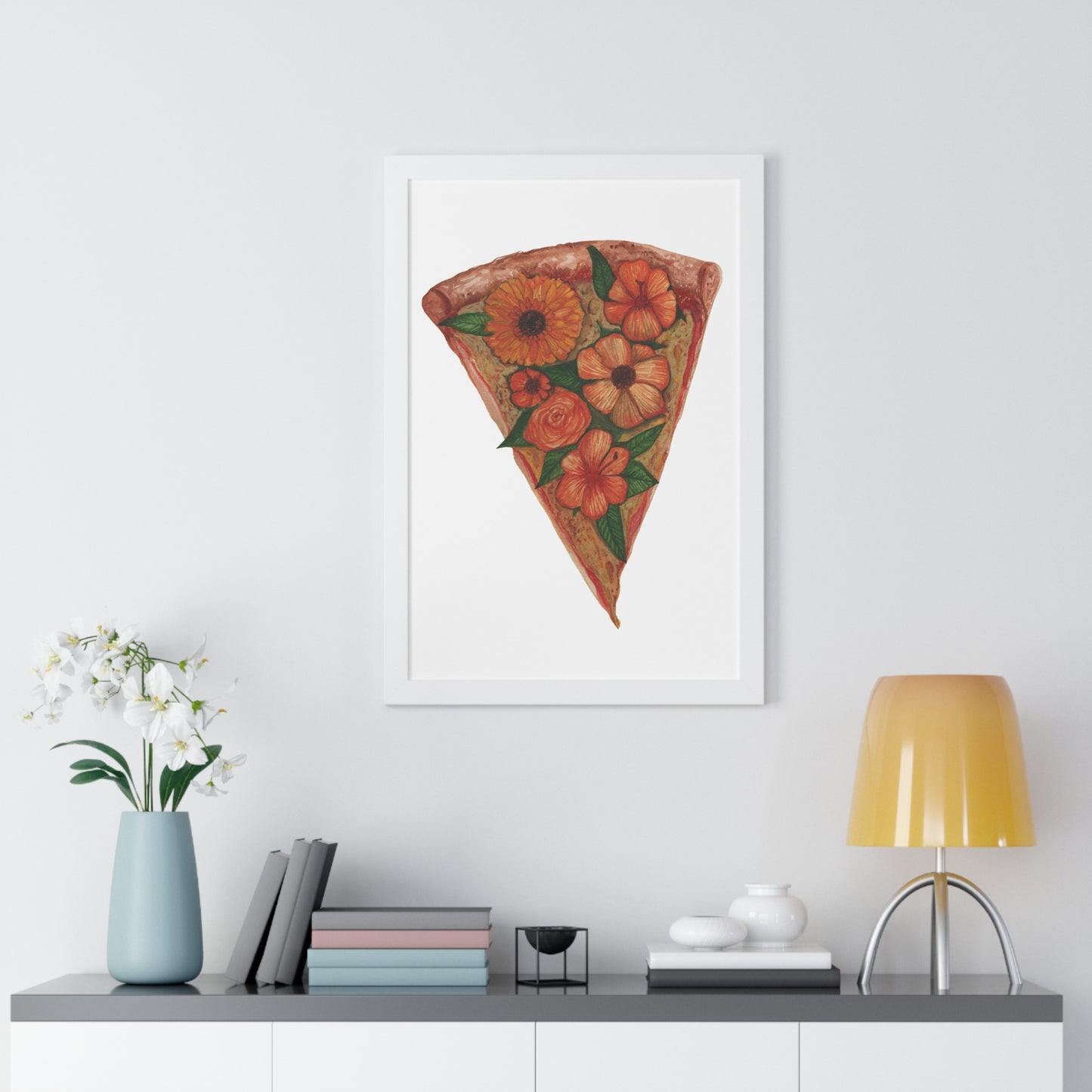 Floral Pizza Slice Art Print