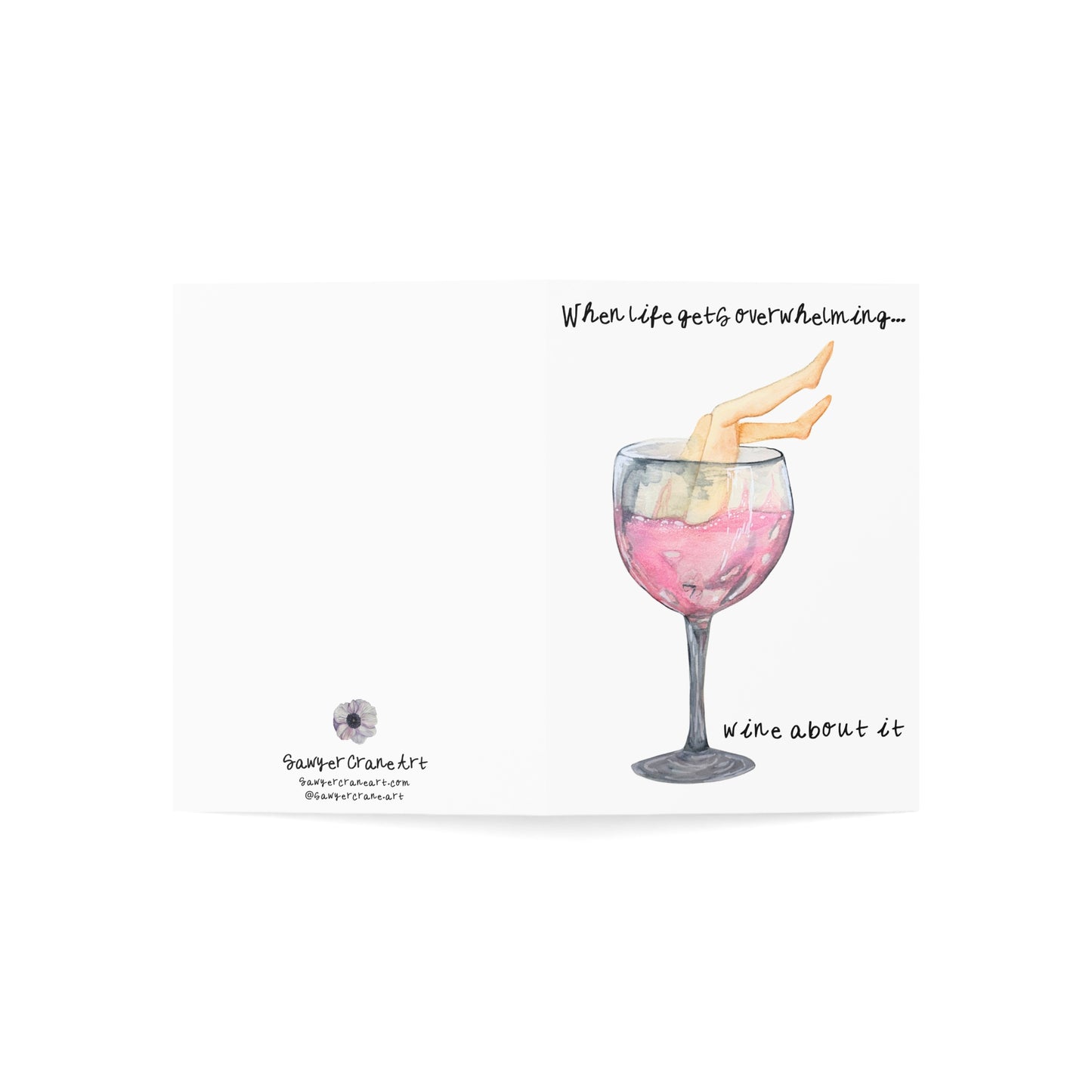 Funny Feminist Wine Glass Greeting Cards — Cheeky 'Wine Glass Legs' Card Pack (1/10/30/50)