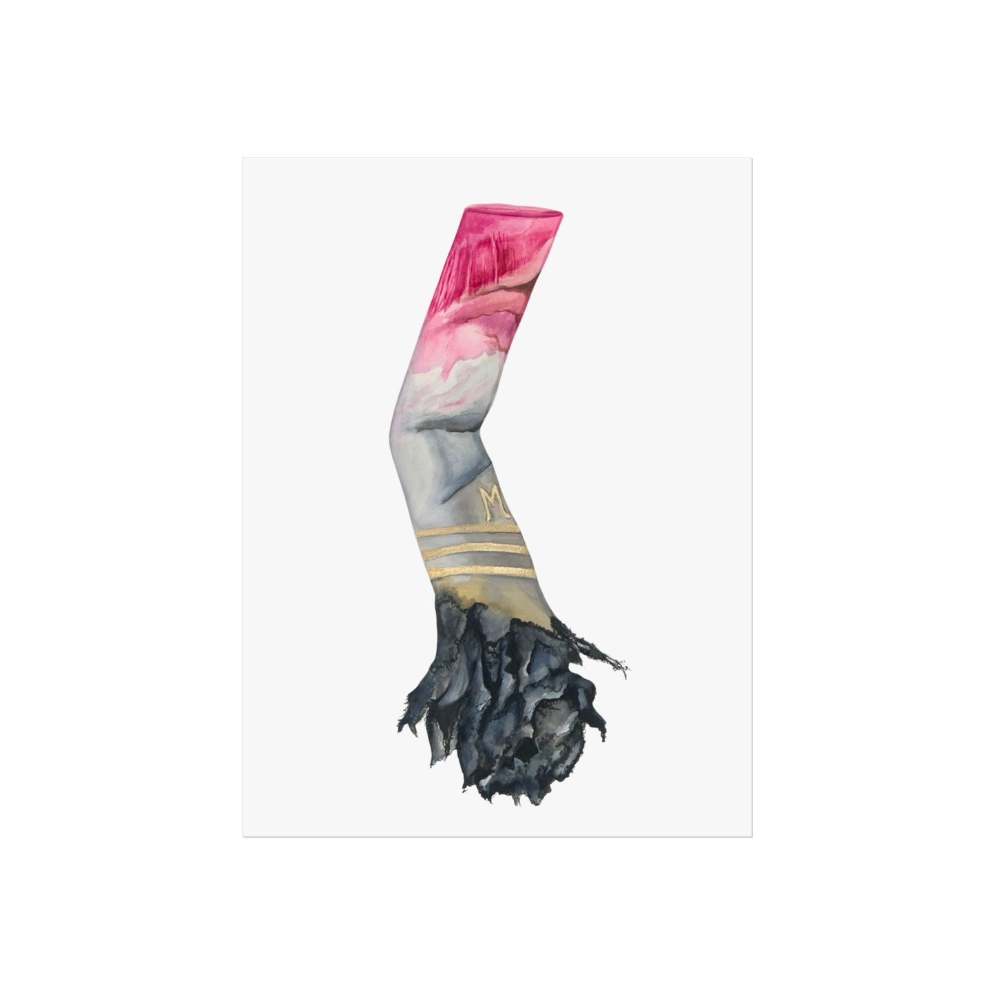 Lipstick & Cigarette Giclée Art Print – Pink, Gray & Gold Minimal Wall Art
