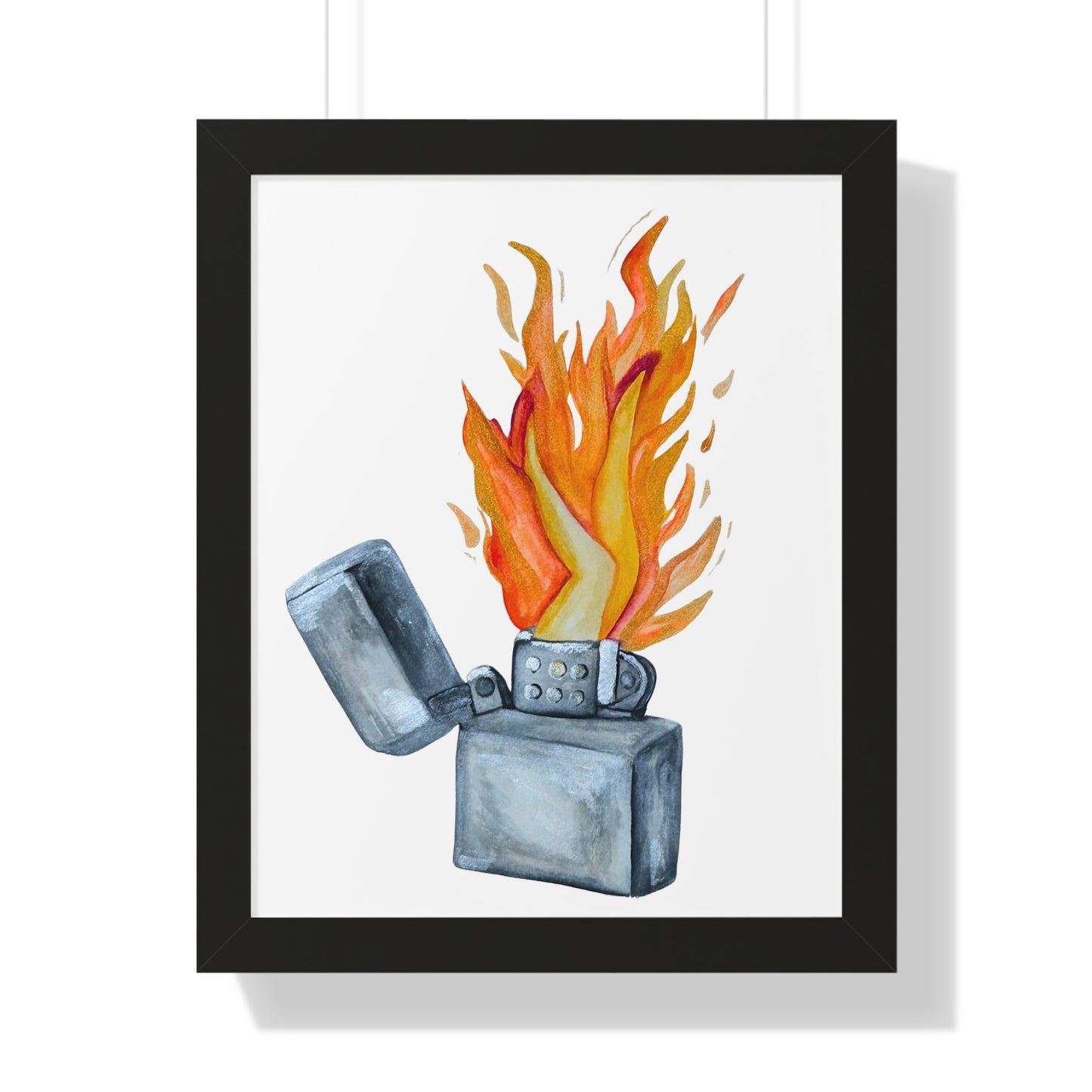 Flaming Lighter with Legs — Watercolor Fire Art Print