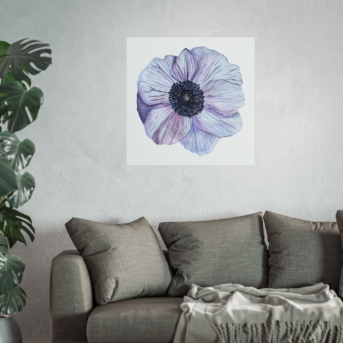 Anemone Watercolor Giclée Art Print — Purple Floral Wall Art