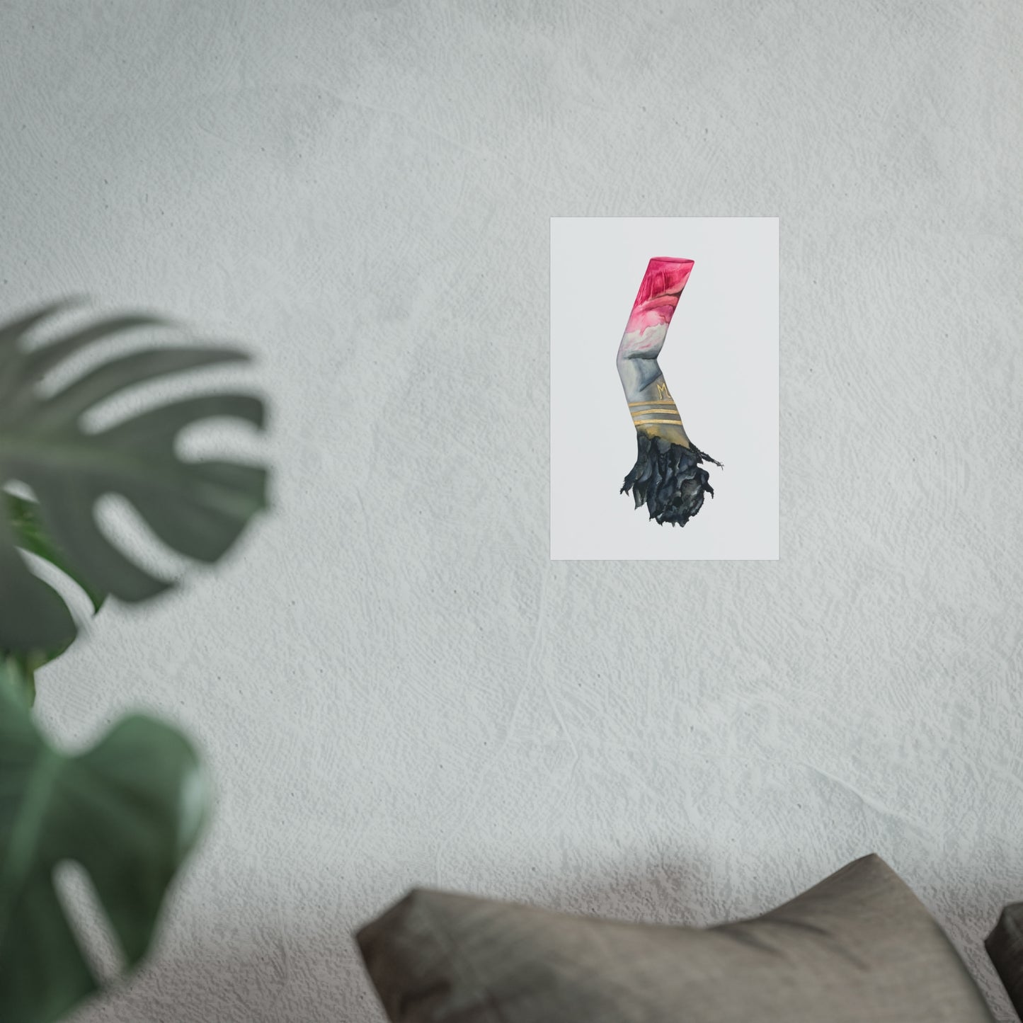 Lipstick & Cigarette Giclée Art Print – Pink, Gray & Gold Minimal Wall Art