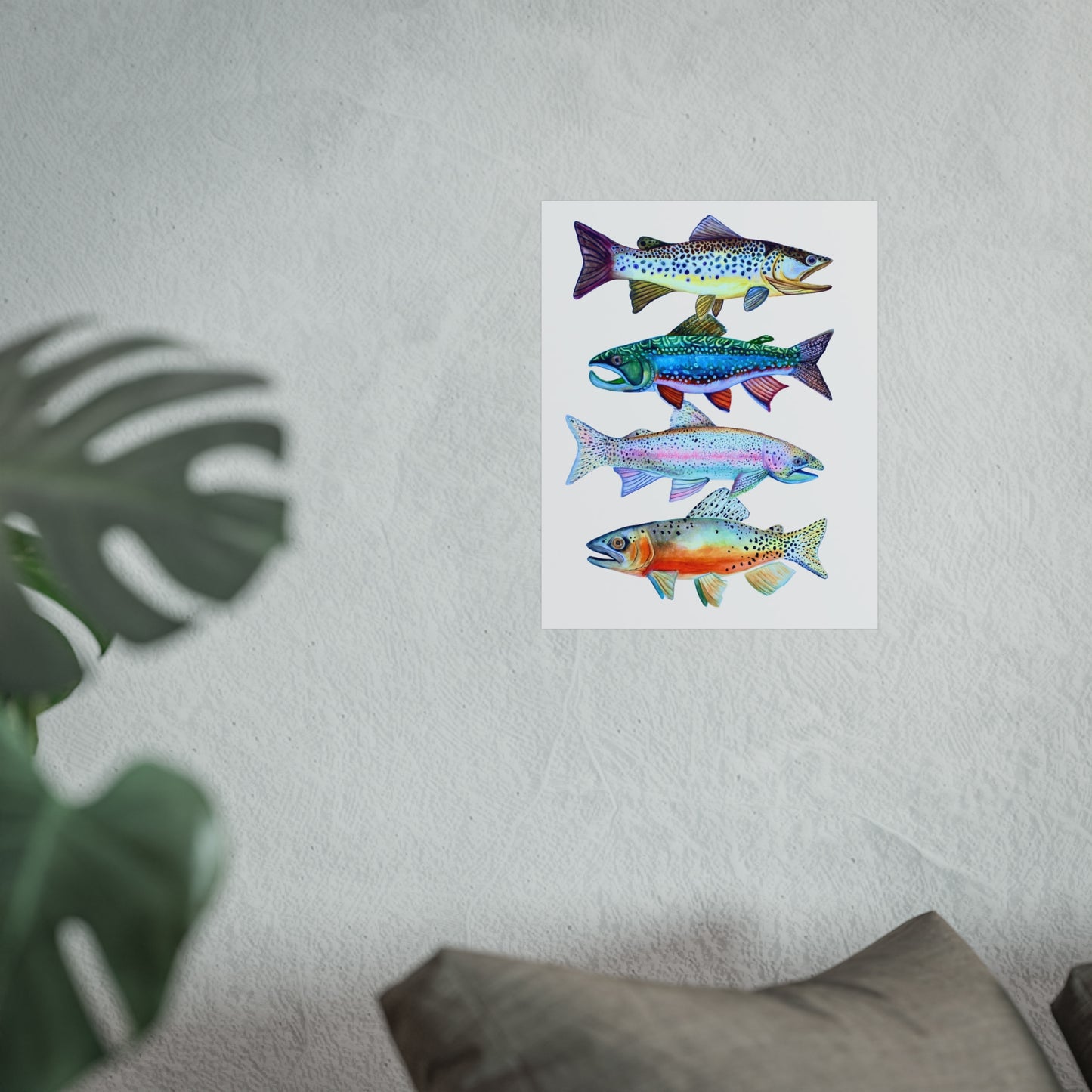 Giclée Art Print - Colorful Trout Illustration (Watercolor Fish Wall Art)