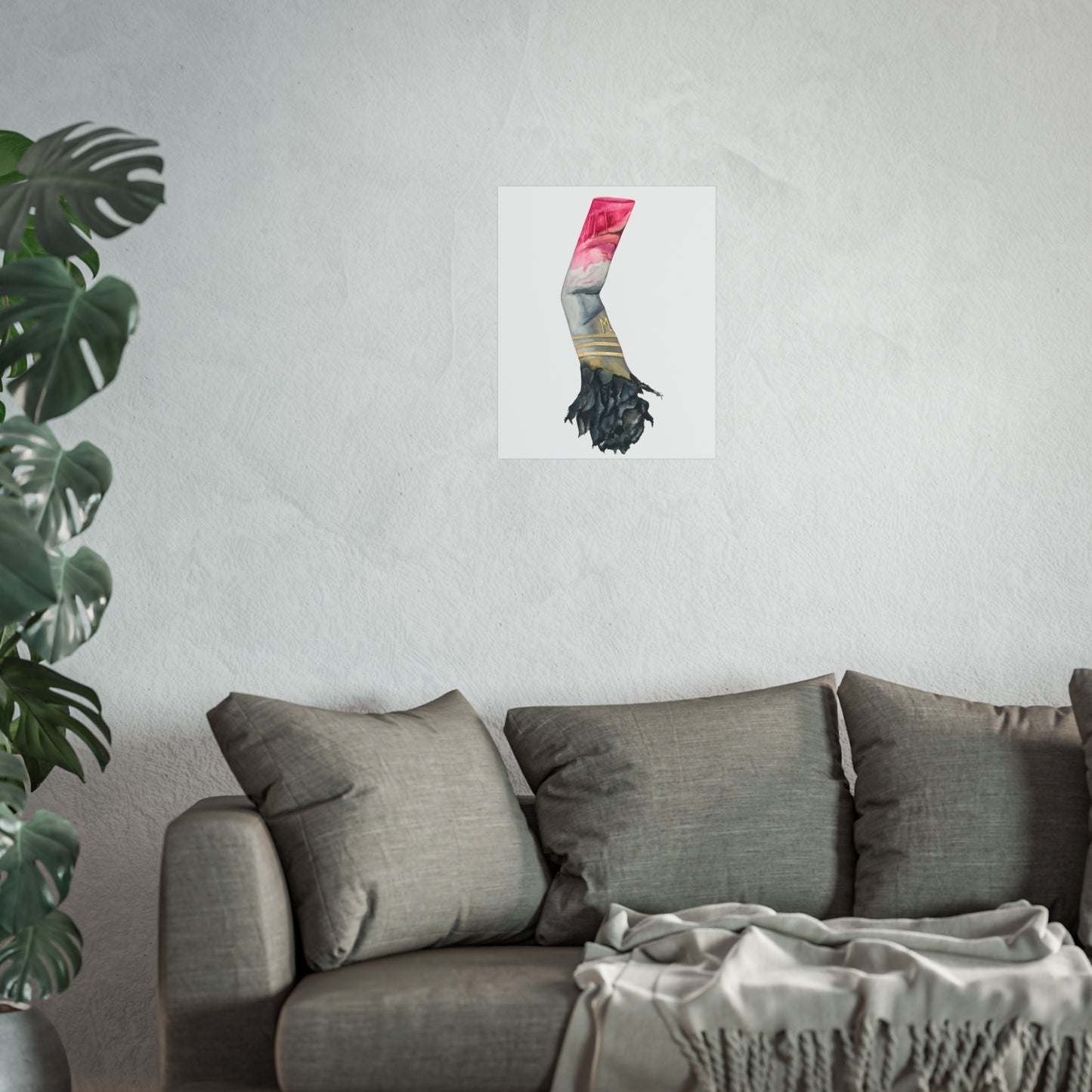 Lipstick & Cigarette Giclée Art Print – Pink, Gray & Gold Minimal Wall Art
