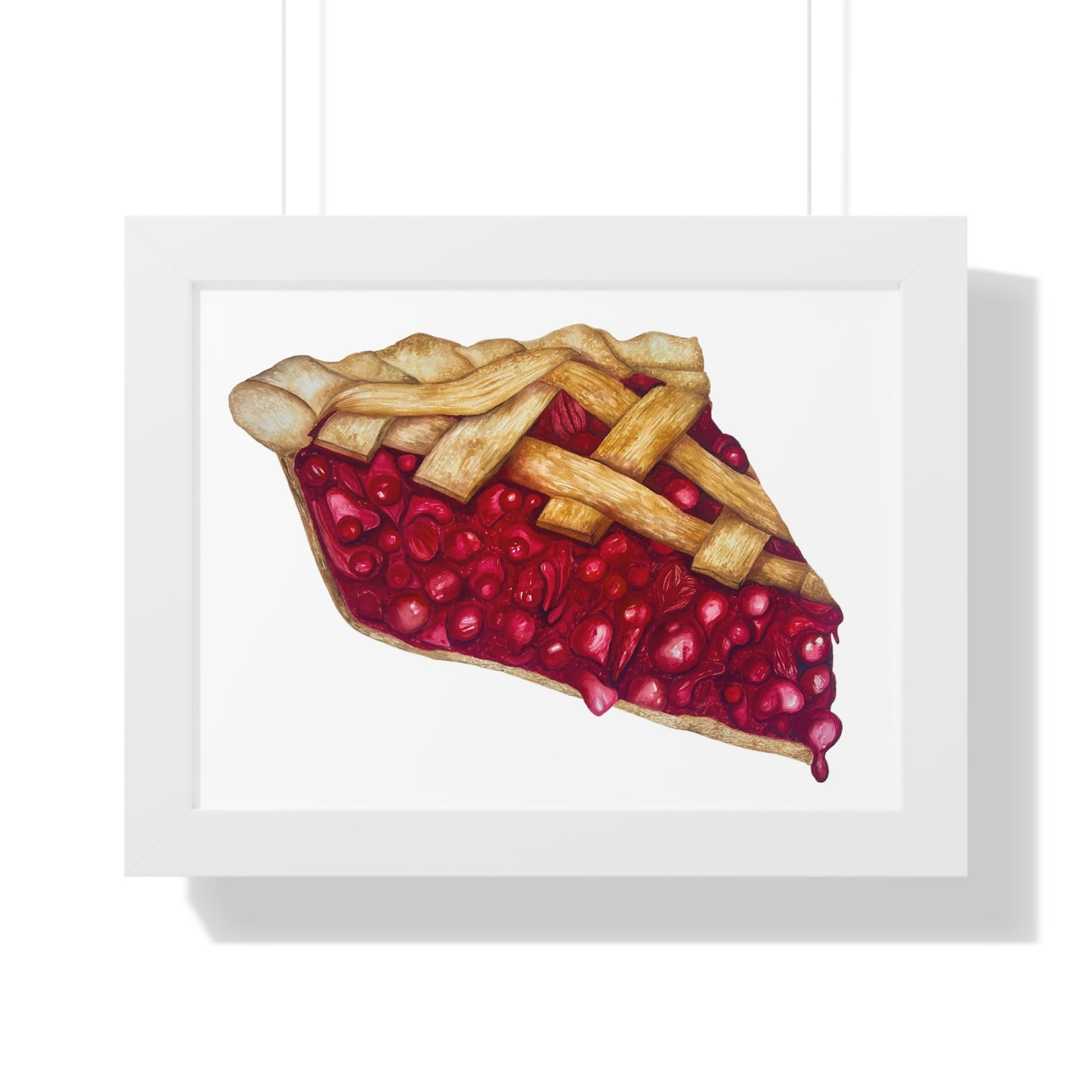 Cherry Pie Slice Framed Print — Watercolor Kitchen Wall Art