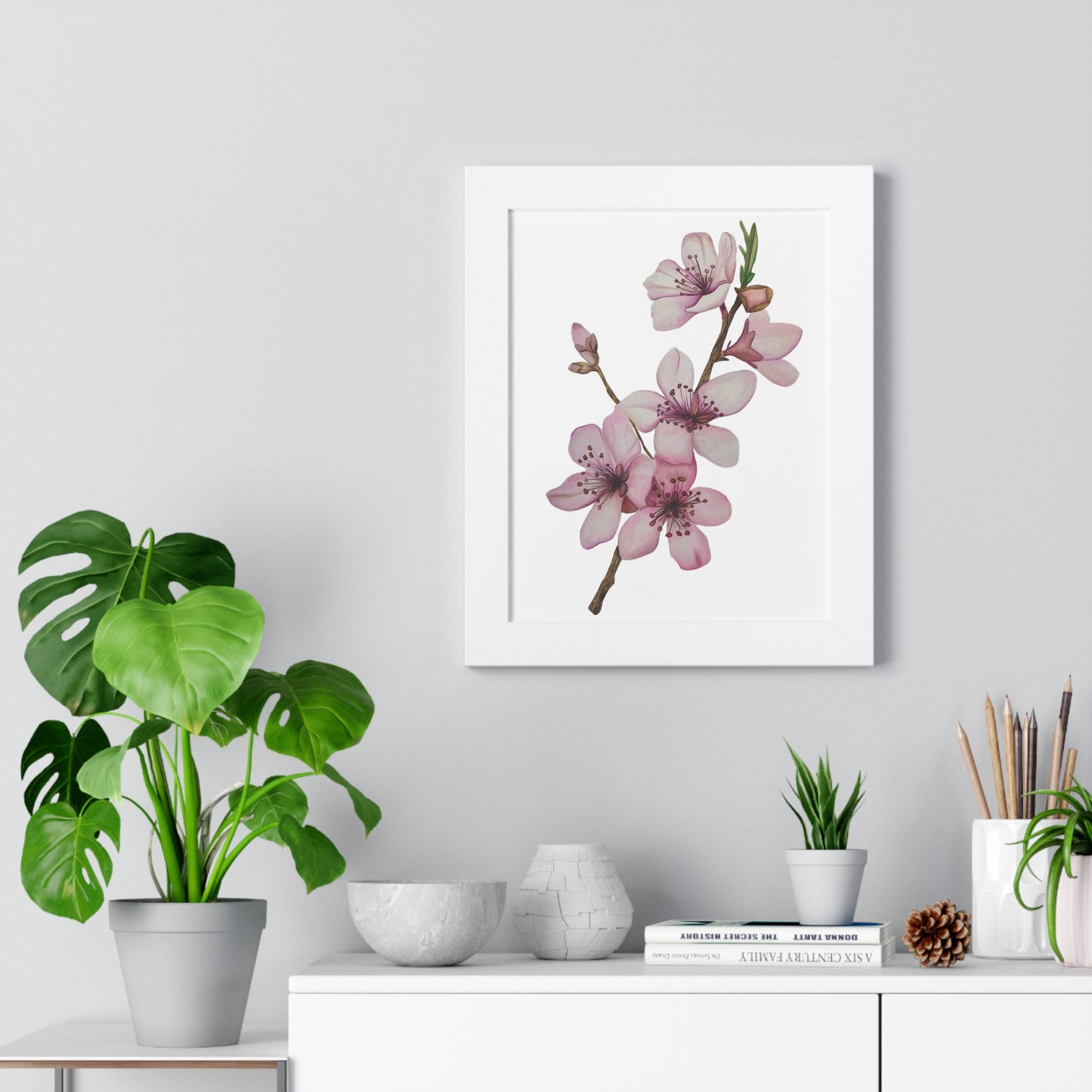 Framed Cherry Blossom Print — Pink Floral Wall Art Print