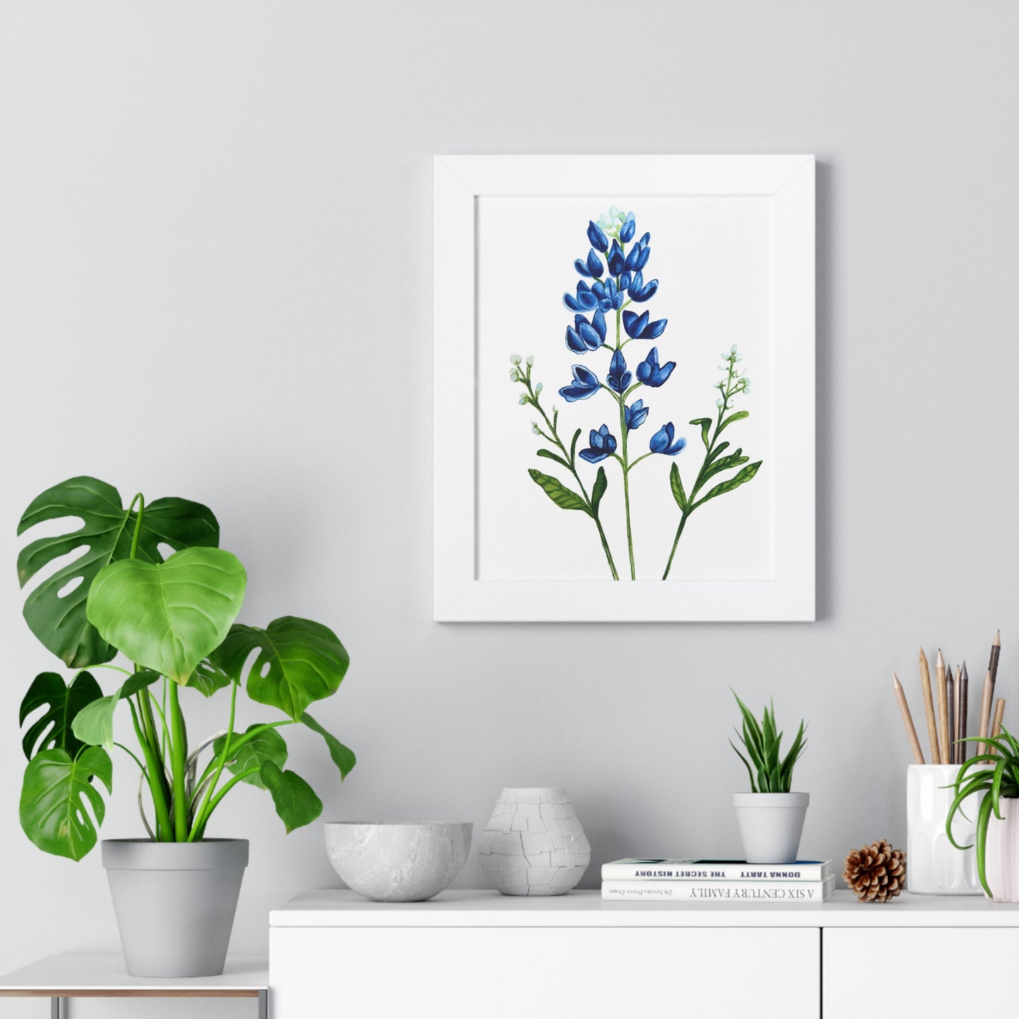 Framed Print — Bluebonnet Texas Watercolor Botanical Print