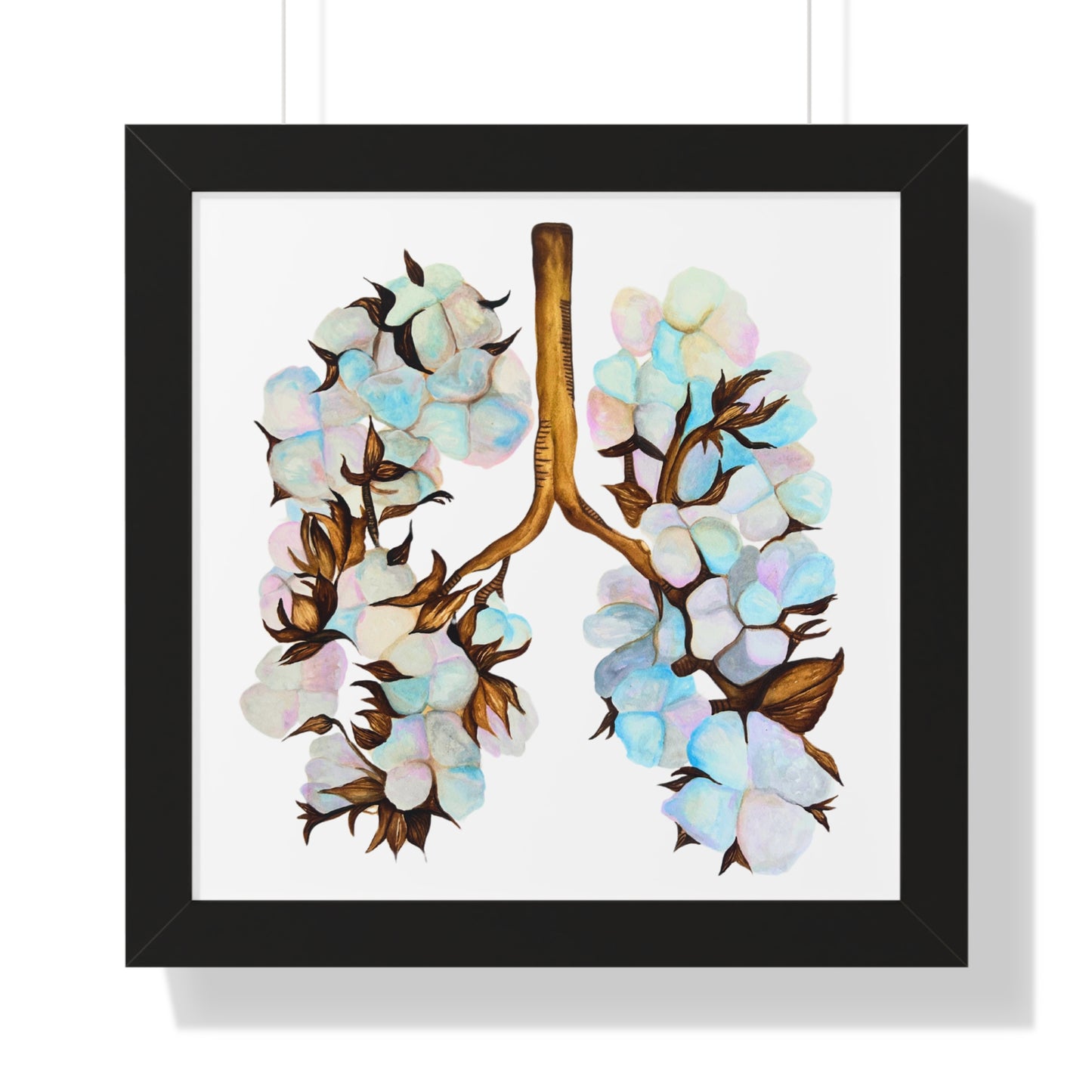 Framed Print- Botanical Lungs Art Print (Cotton Plant Lung Illustration)