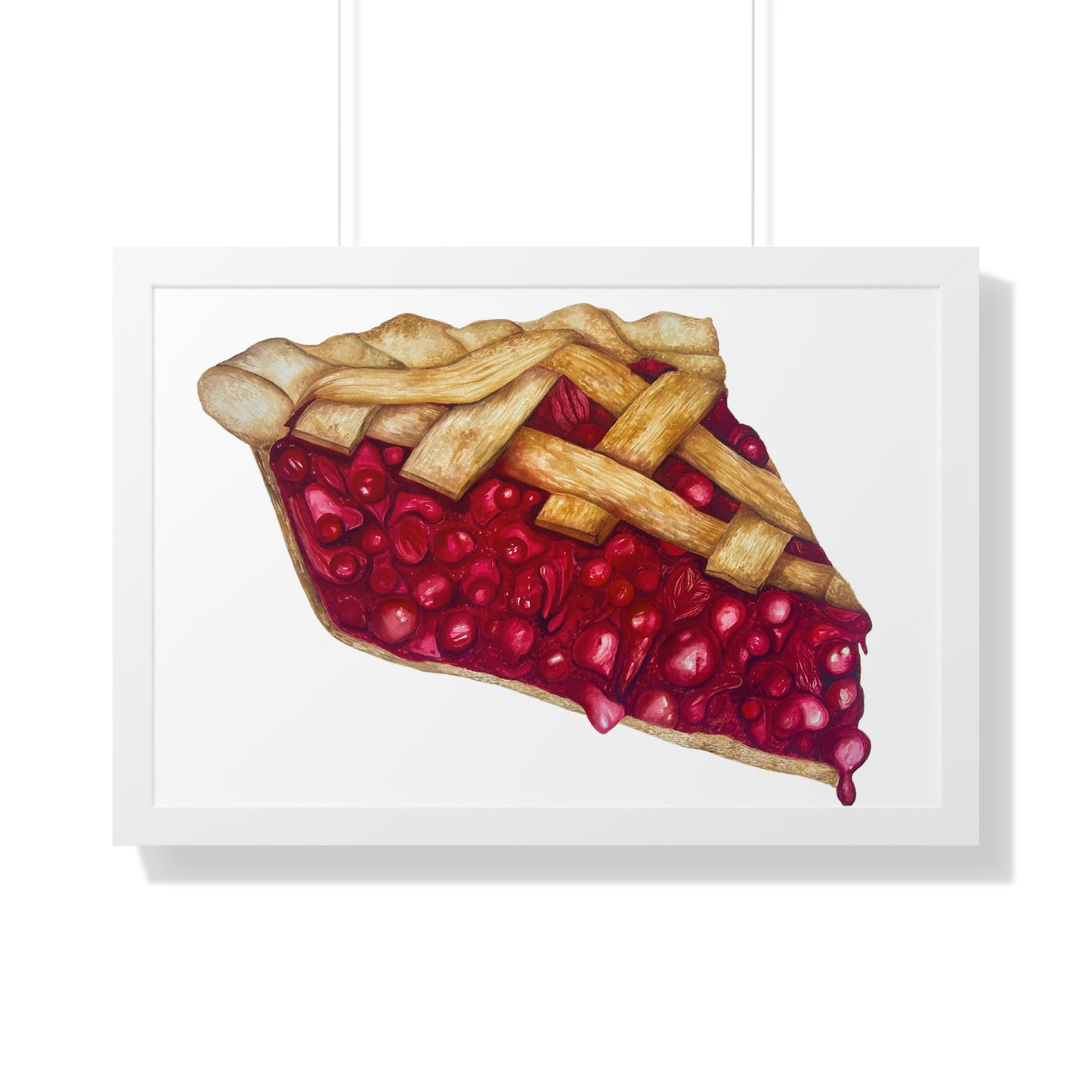 Cherry Pie Slice Framed Print — Watercolor Kitchen Wall Art