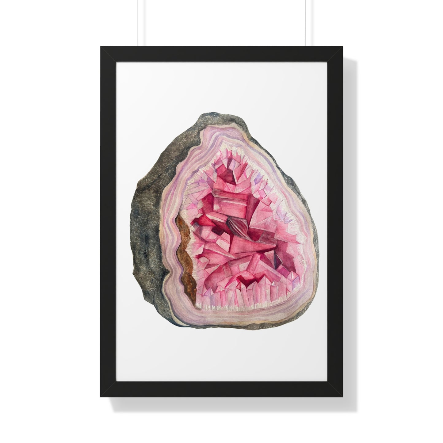 Pink Geode Art Print — Framed Print