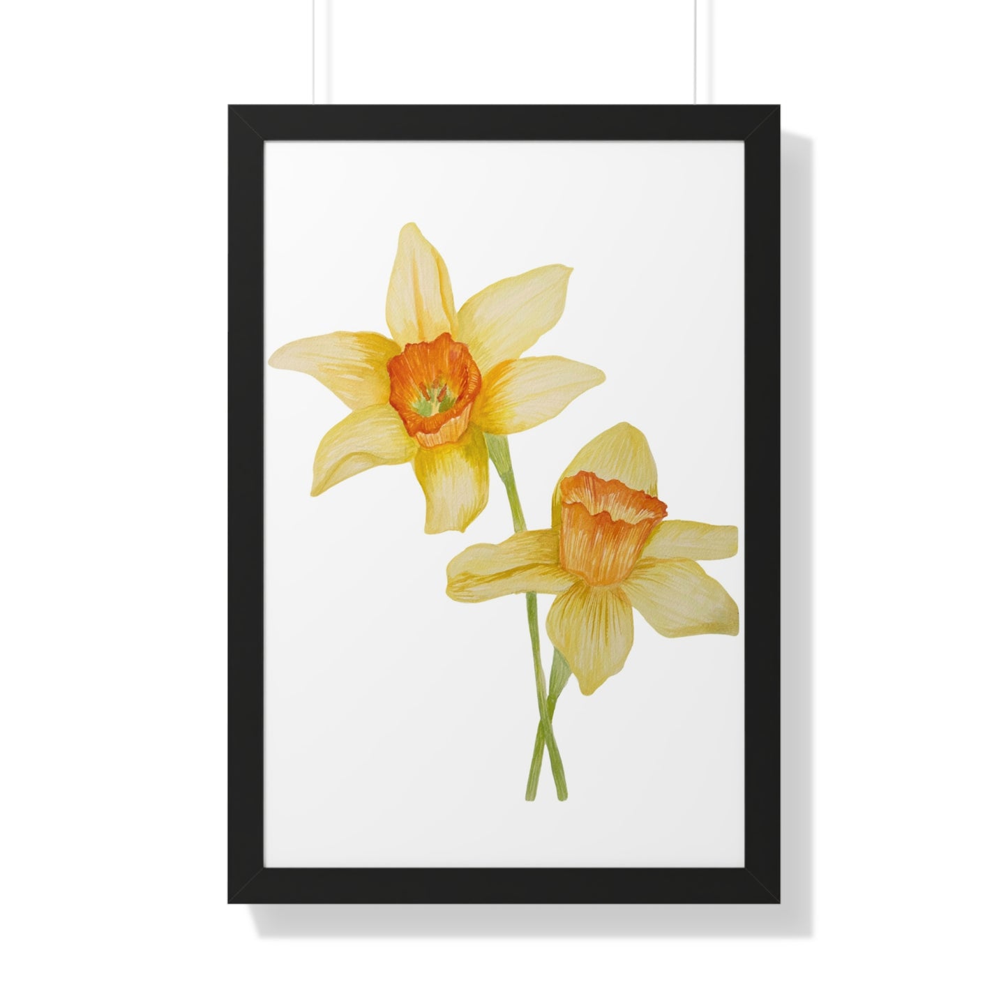 Daffodil Botanical Framed Print — Yellow Watercolor Flower Wall Art