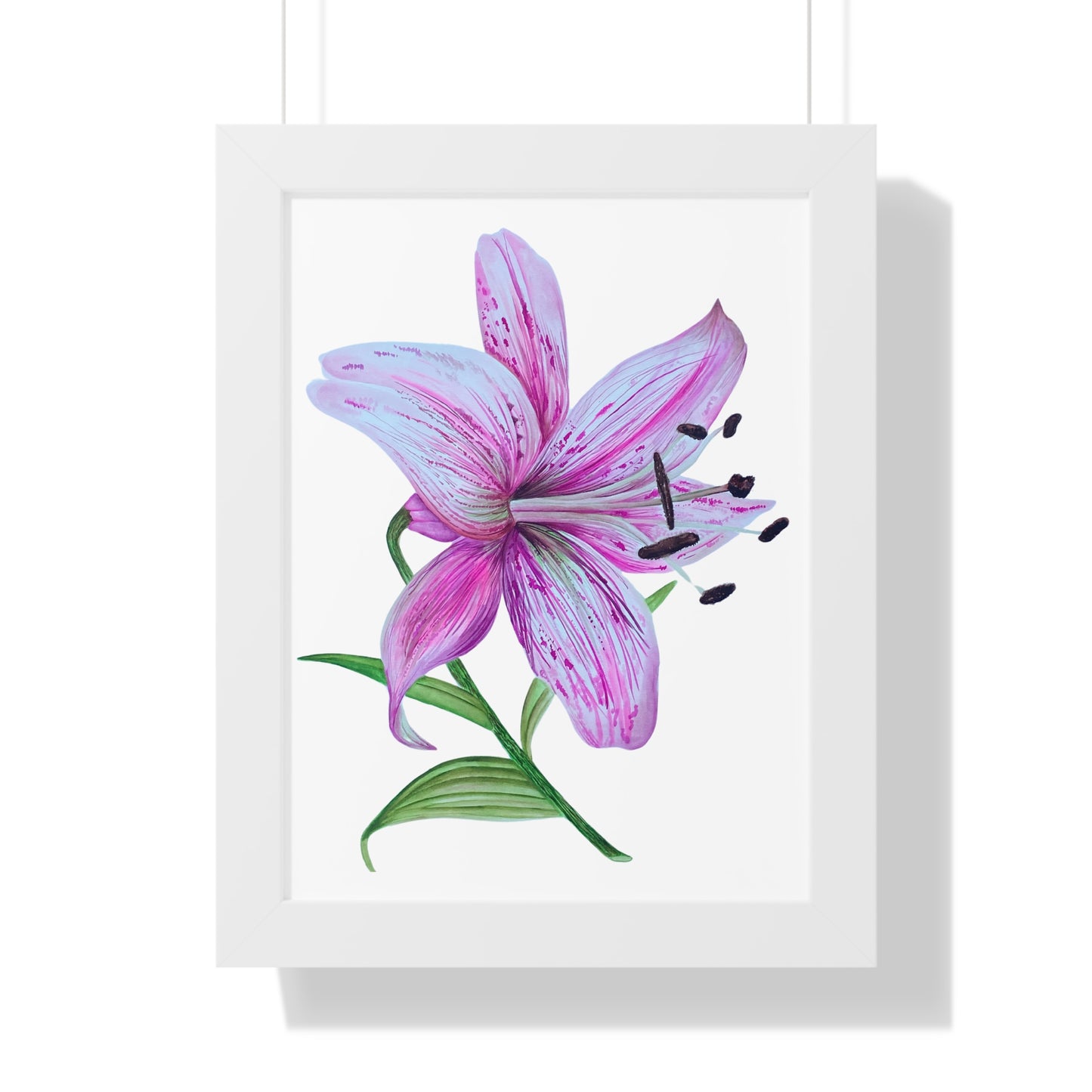 Framed Art Print - Pink Tiger Lily Botanical Wall Art